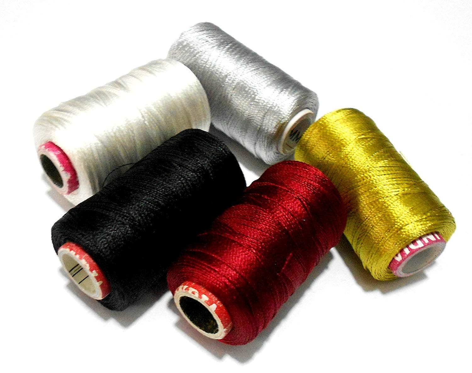 Silk Thread Spools for Wrapping Shiny Bright 5 Colours