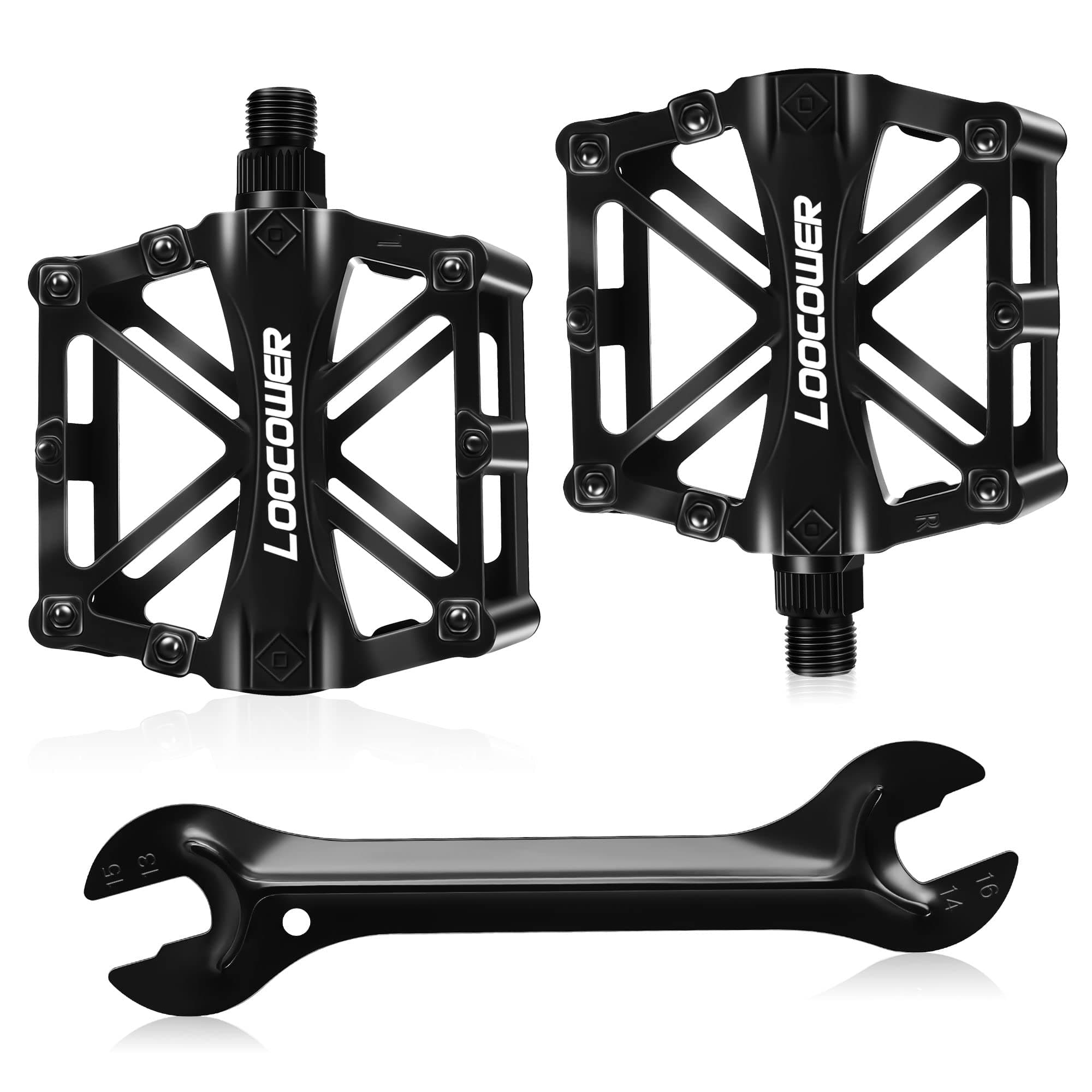 Bicycle Cycling Bike Pedals, New Aluminum Antiskid Mountain Bike Pedals Road Bike Hybrid Pedals for 9/16 inch with Free installation Tool