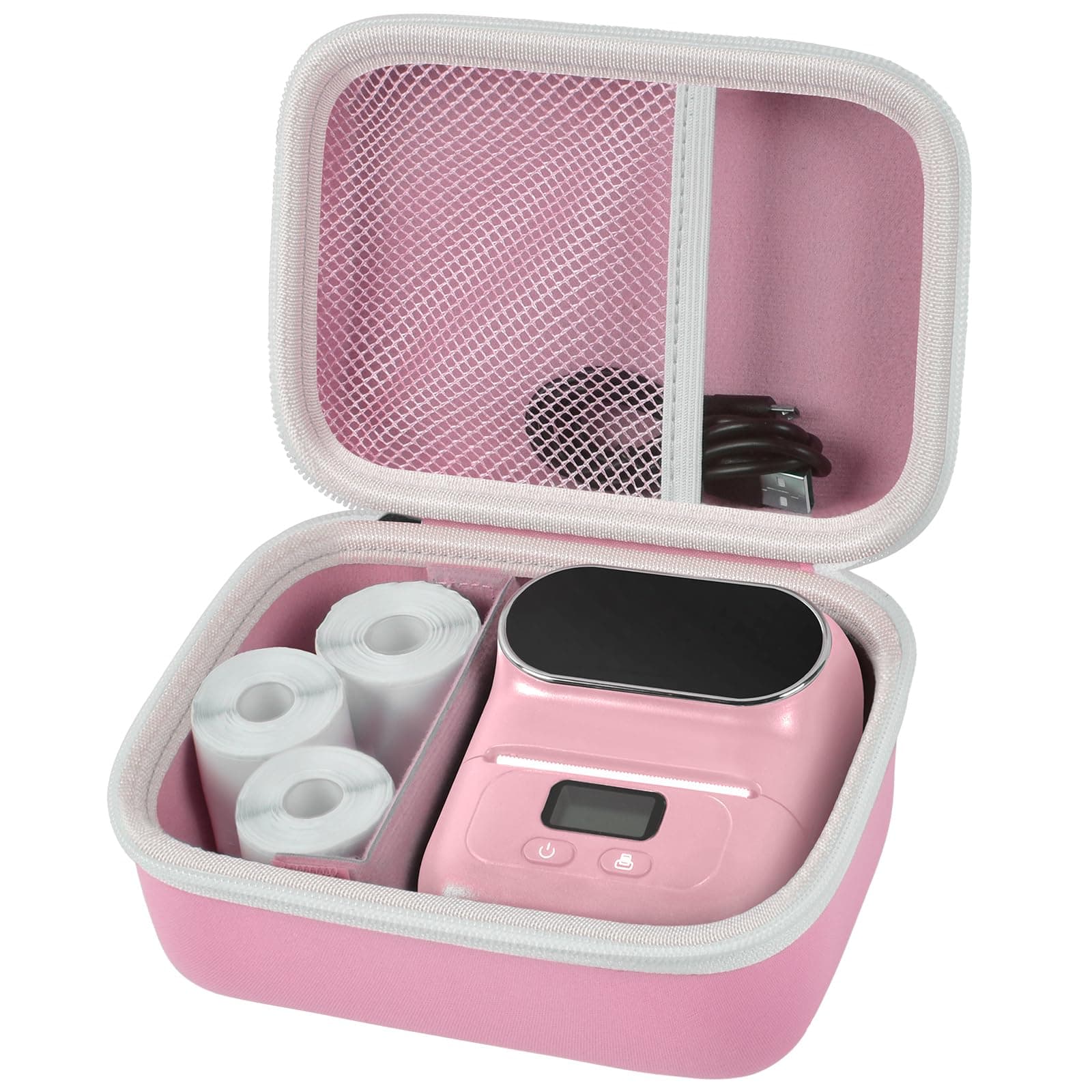 Label Maker Case Compatible with Phomemo M110 - Portable Bluetooth Thermal Mini Label Maker for Printer Labels, USB Cable & Accessories - Pink (Box Only)