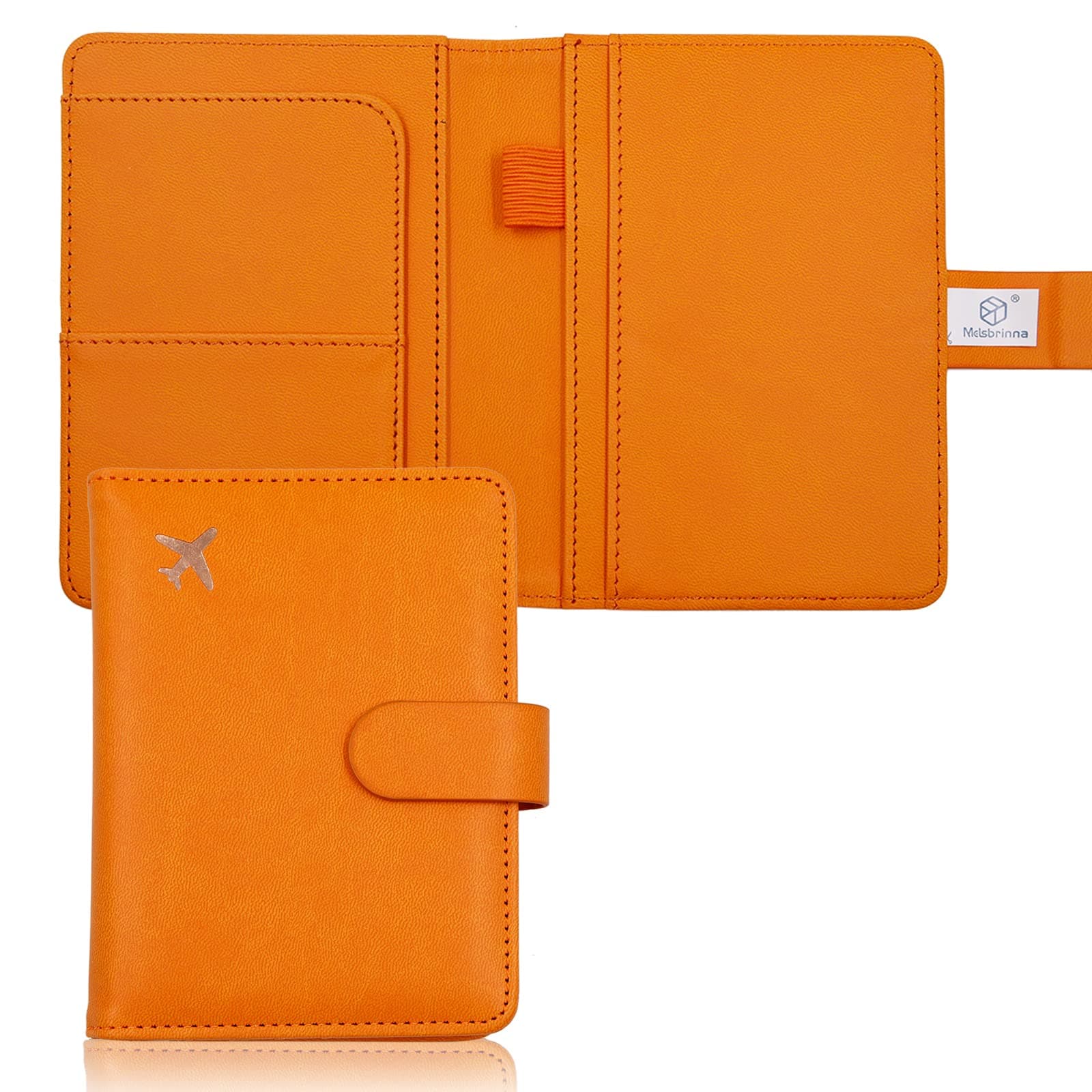 Melsbrinna Premium Leather Passport Case Waterproof RFID Blocking Passport Case with Pen Holder Cute Travel Diary for Men Women