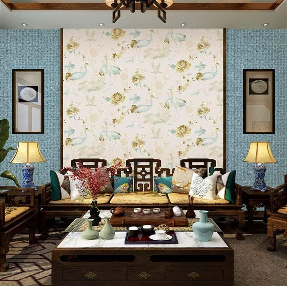Huoduoduo Wallpaper Chinese Pastoral Style Flowers and Oegel Lies Wallpaper Study Living T Background Wall Paper Decoration Wallpaper 10 12:53 (M) (Color: Nzc02)