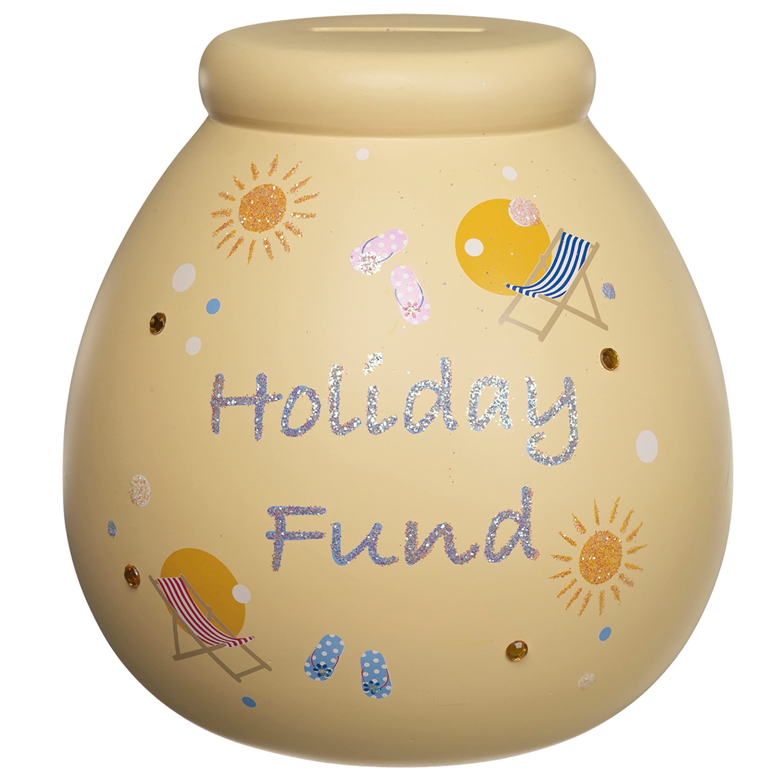 Pot Of DreamsHand Painted Giant Holiday Fund Box Save And Smash Handcrafted Ceramic Money Box Eco Freindly & Recyclable Piggy Bank Perfect Decorative Gift and Saving for holiday & Travel Plans