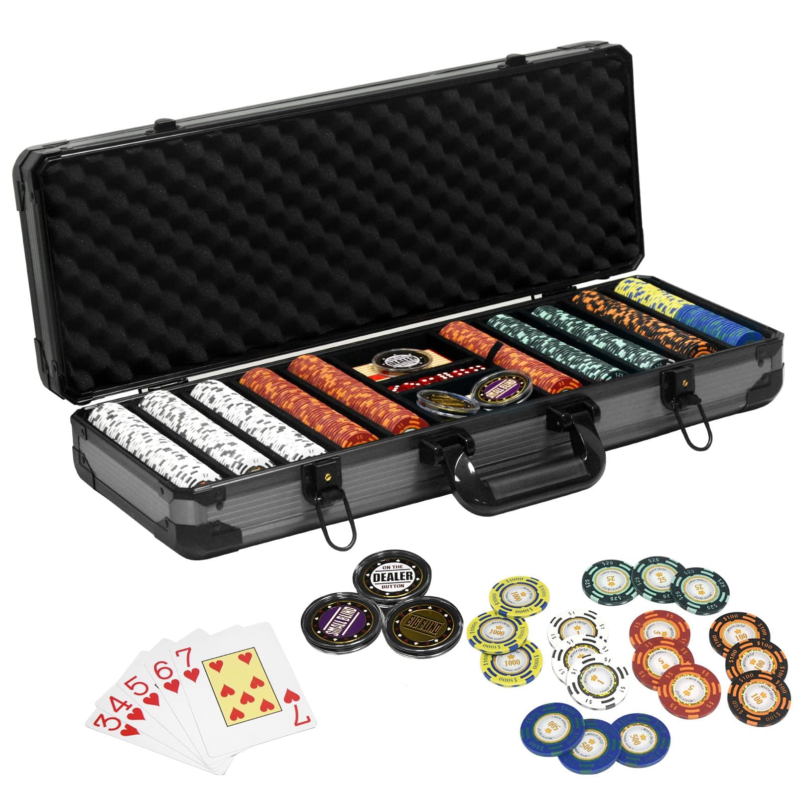Nmroim14 Gram Clay Poker Chips Set 500PCS Casino Class Chips Set Features a High-End Chip Case and Poker Accessories for Texas Hold'em Blackjack Poker Game (500Pcs)