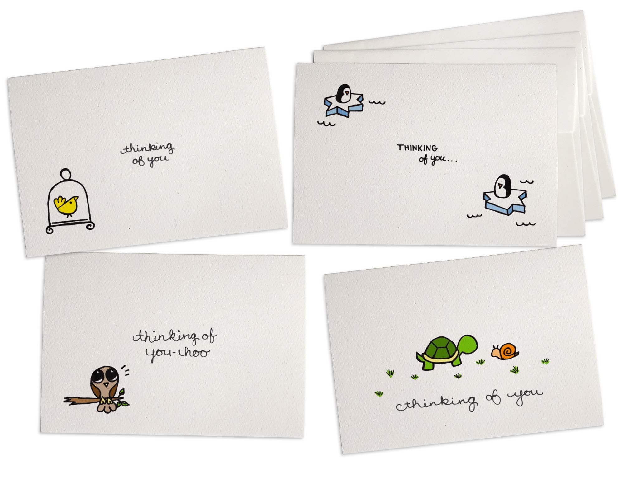 Sugartown GreetingsAnimals Thinking of You Collection Pack Set - 24 Note Cards with Envelopes & Kraft Sticker Seals