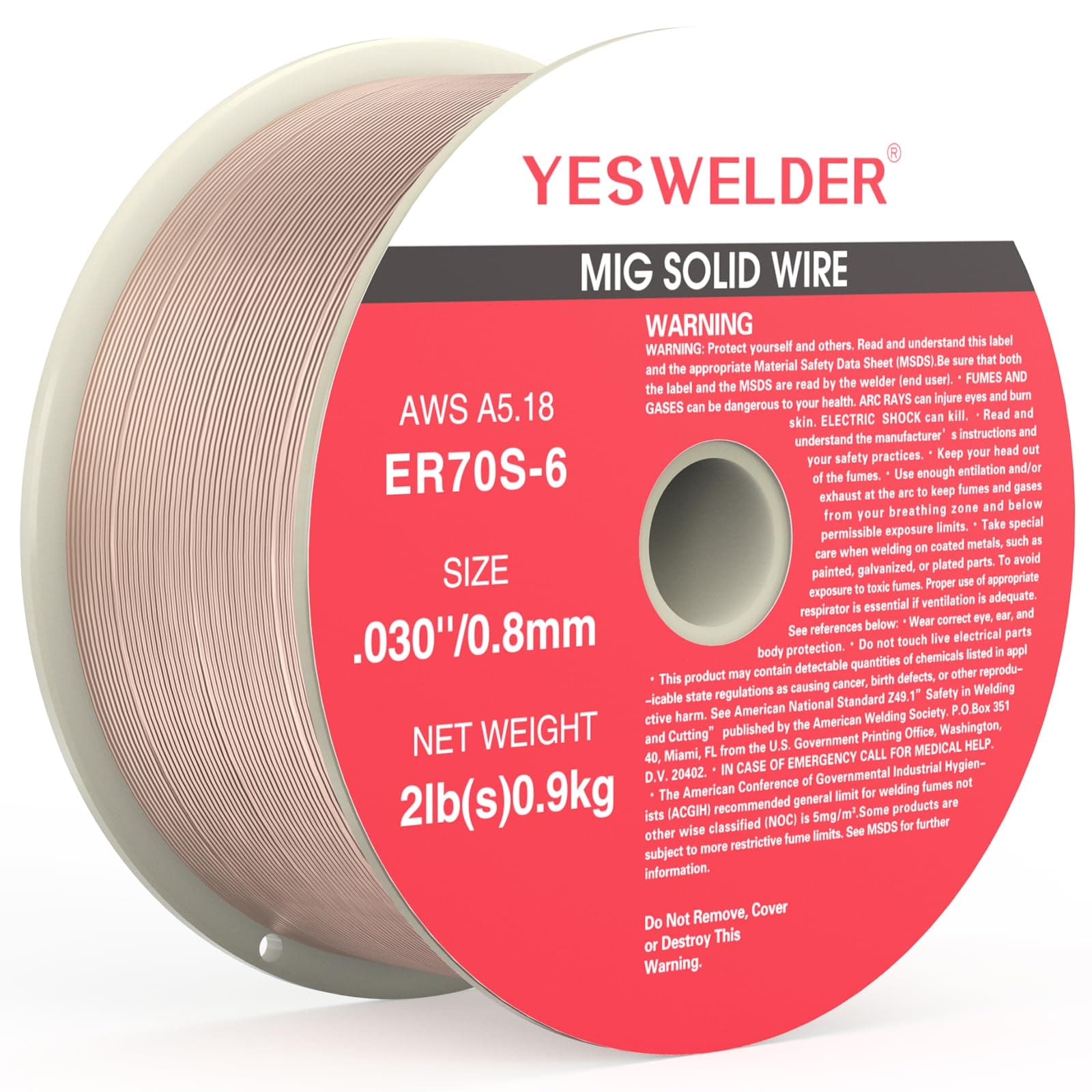 ER70S-6 MIG Wire, Solid Carbon Steel .030-Inch Diameter 2-Pound, Strong ABS Plastic Spool Welding Wire