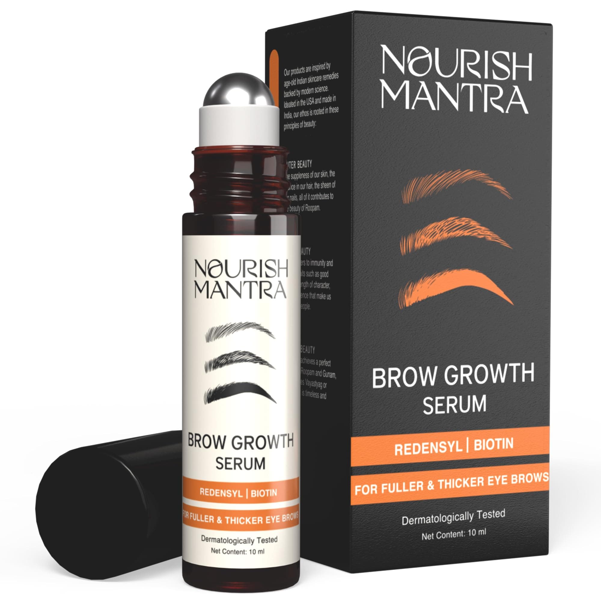 Nourish Mantra Brow Growth Serum (10ml) / Formulated with Redensyl, Biotin, Peptides & Amino Acids/For Brow Growth and Thickness