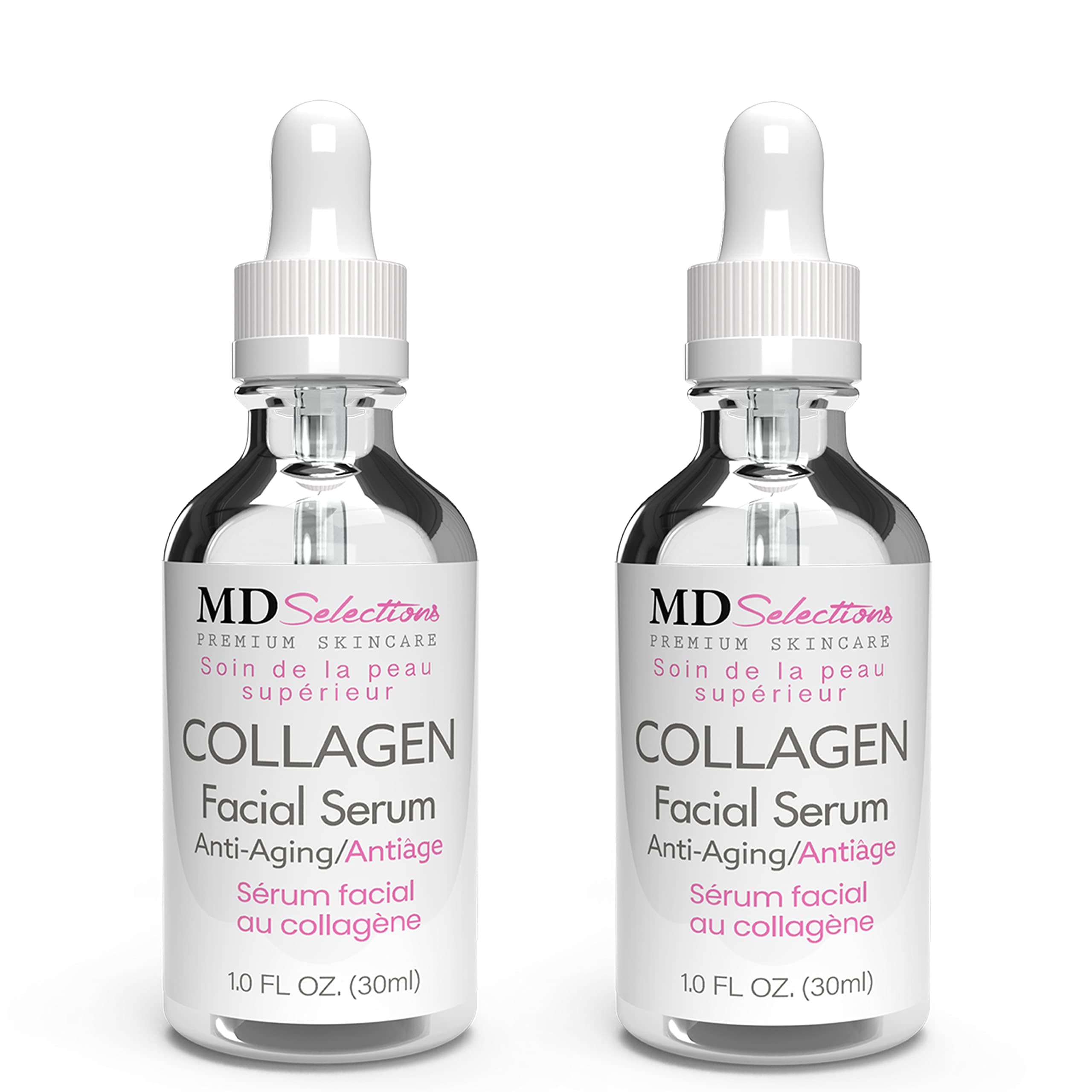 Collagen Serum with Facial Moisturizer - Peptide Collagen Serum for Face, Lifting, Plumping, & Firming Collagen Facial Serum Improves Elasticity, Reducing Acne (1+1 Fl Oz, 2-Pack)