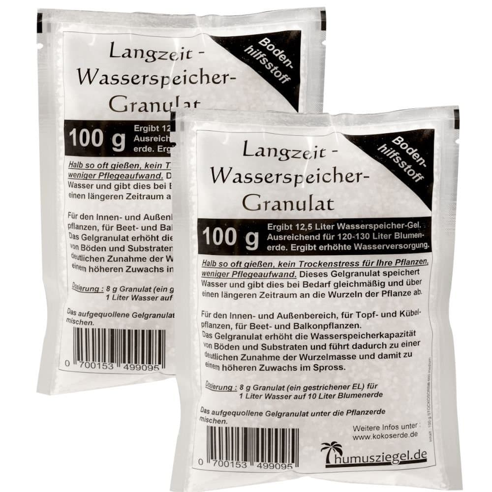 Stockosorb - long term water storage granules - Super absorbent water retaining gel for indoor and outdoor pots - 2x100g