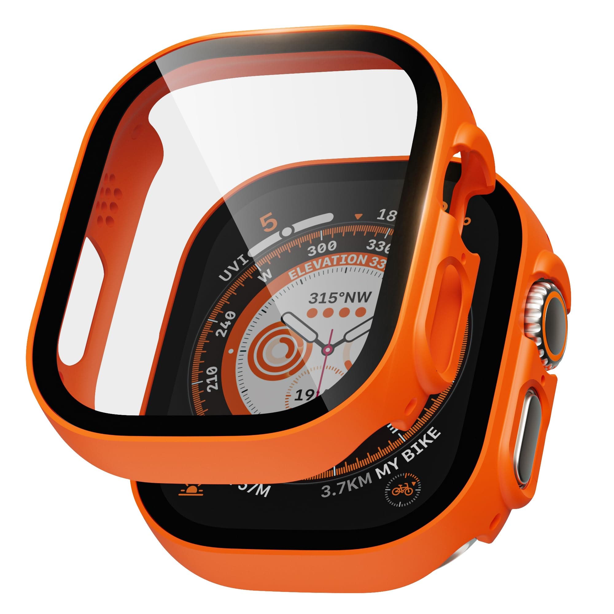 TSOGIA Bumper Case for Apple Watch Ultra/Ultra 2 with Built-in Screen Protector, [2 Pack] Hard PC Case Compatible with Apple Watch Ultra 49mm, Shockproof Protective Cover for iWatch Ultra, Orange