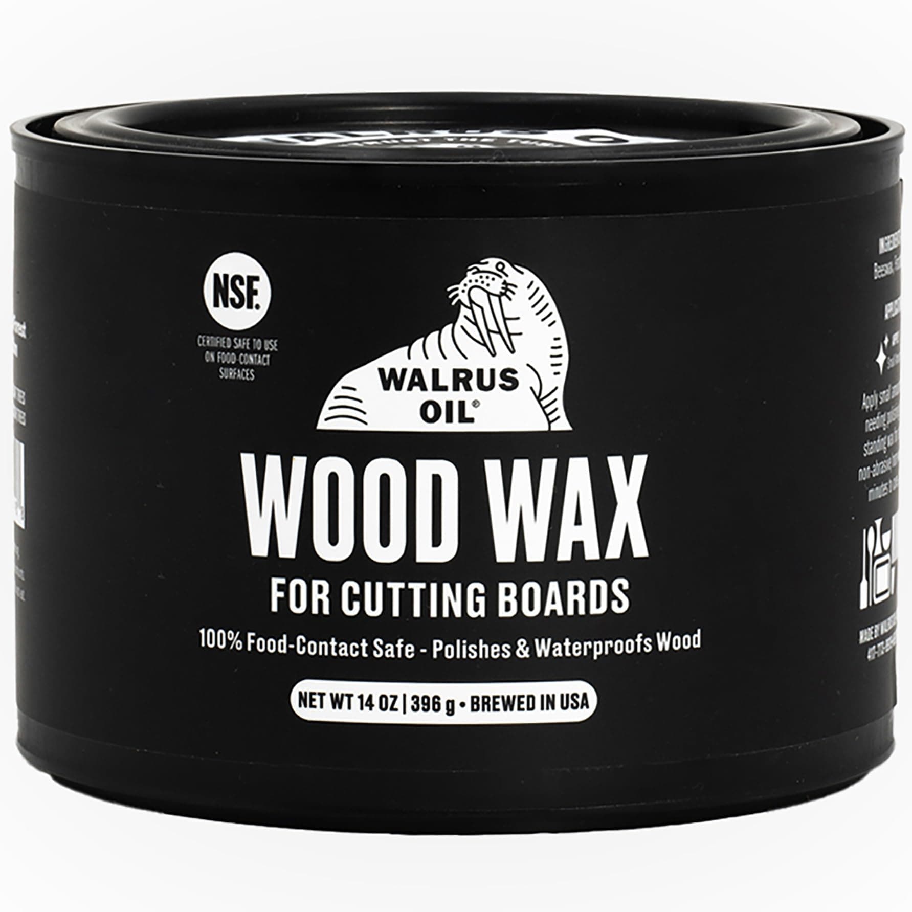 Walrus Oil - Wood Wax, 14 oz Jar, FDA Food-Contact Safe, Cutting Board Wax and Board Cream