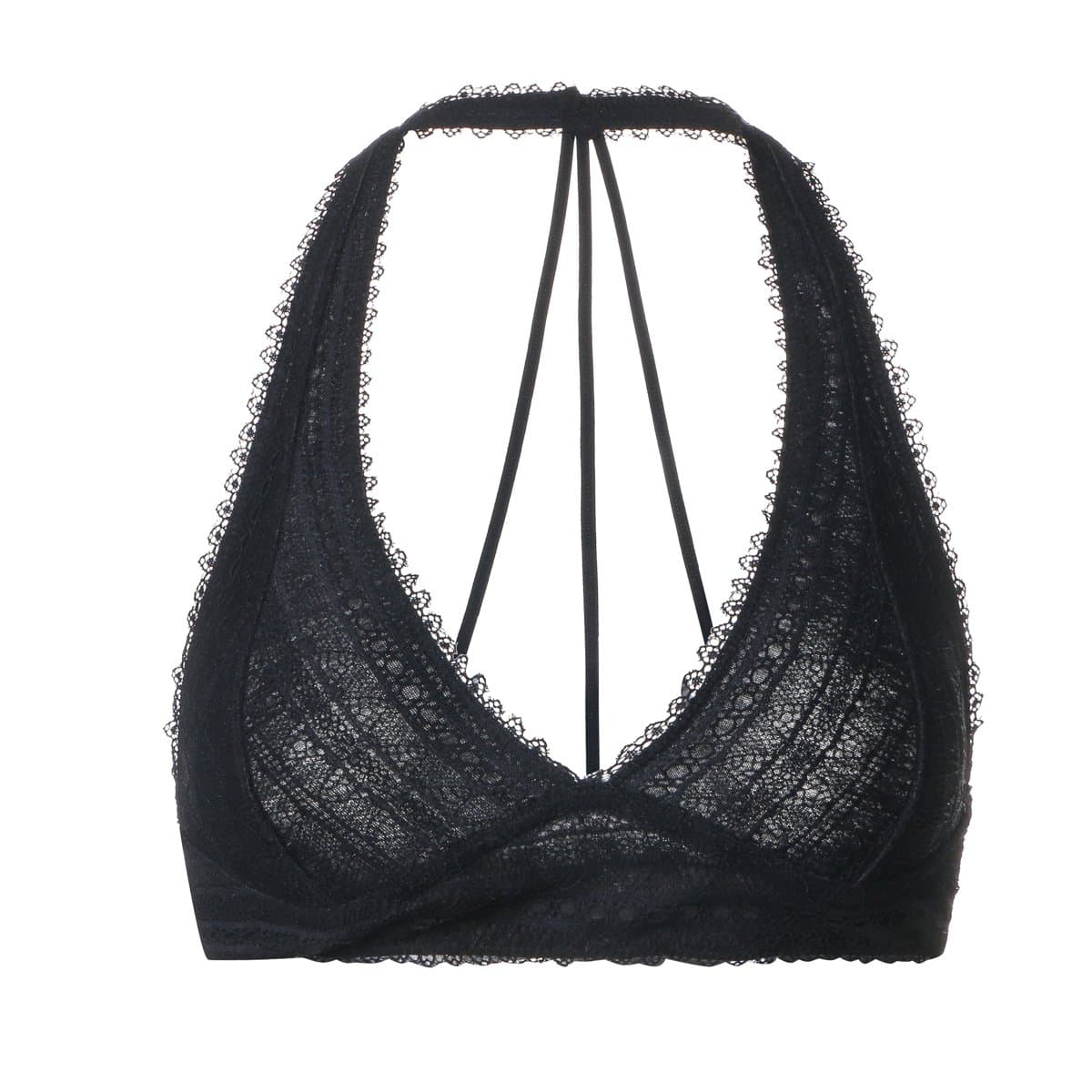 Women's Floral Lace Halter Bralette Breathable Bra (S)