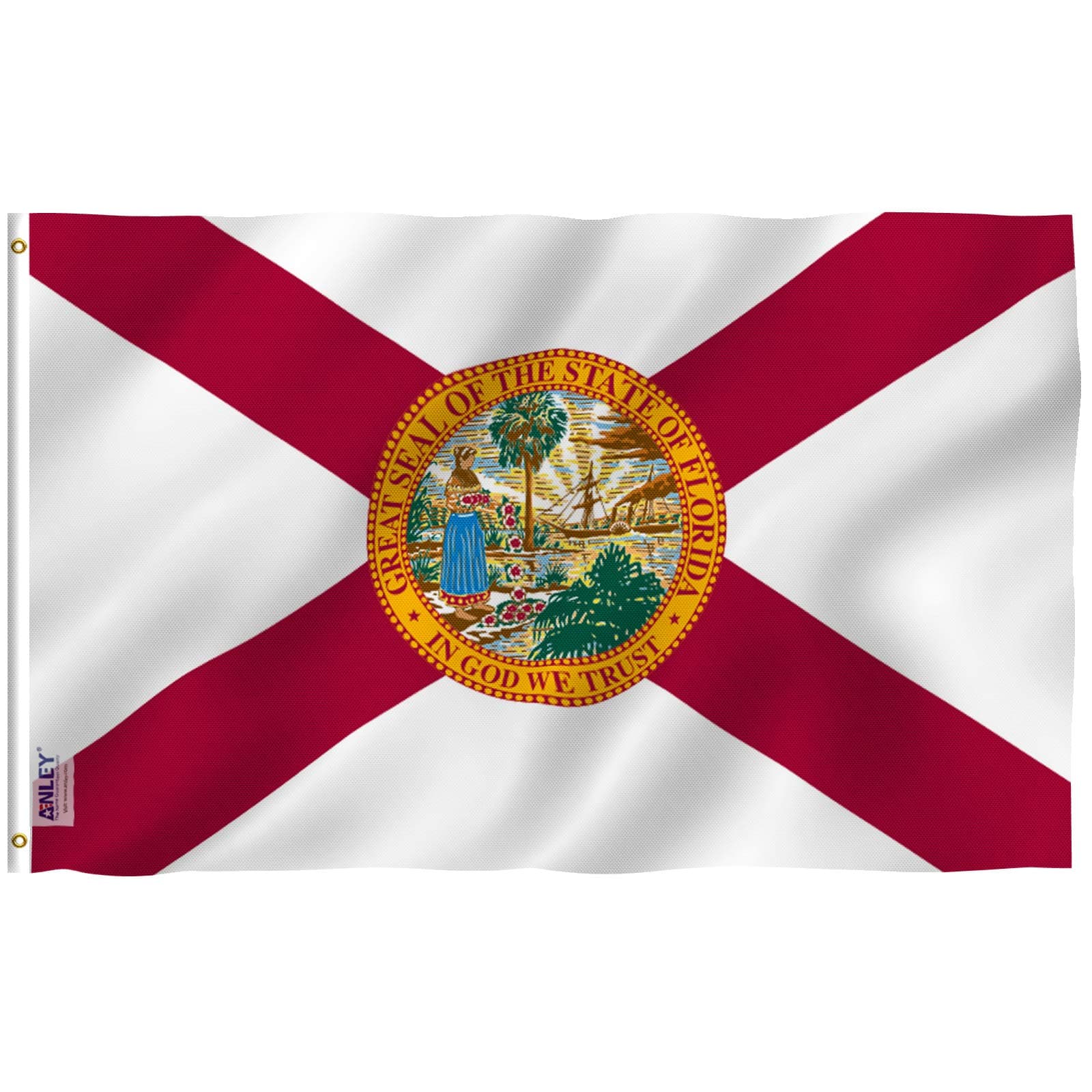 Fly Breeze 3x5 Foot Florida State Polyester Flag - Vivid Color and Fade proof - Canvas Header and Double Stitched - FL State Flags with Brass Grommets 3 X 5 Ft