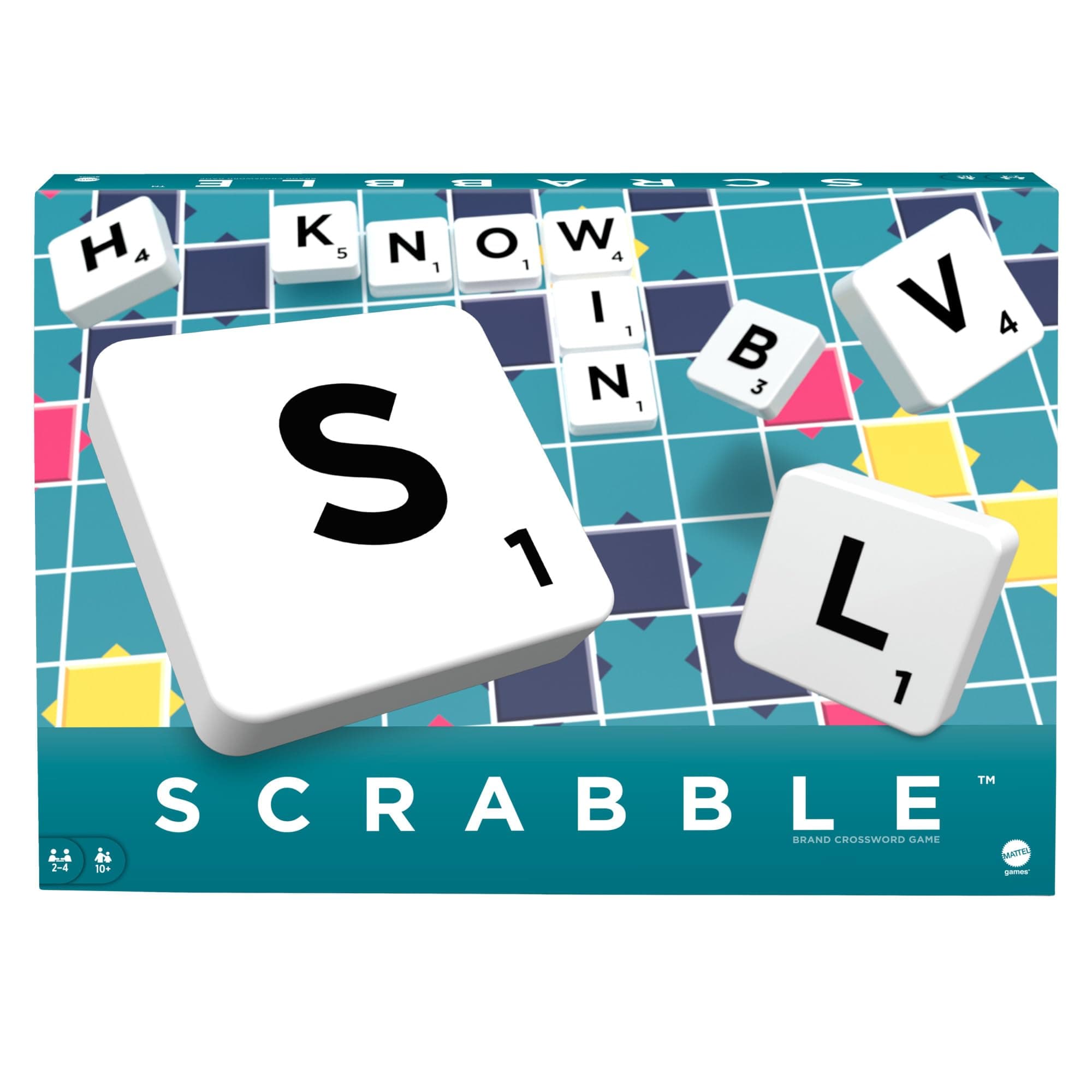 Mattel Scrabble Original Board Game, English, For Kids & Adults, 2-4 Players, Ages 14 & Up, Classic Word Game, Multicolor, Standard Edition