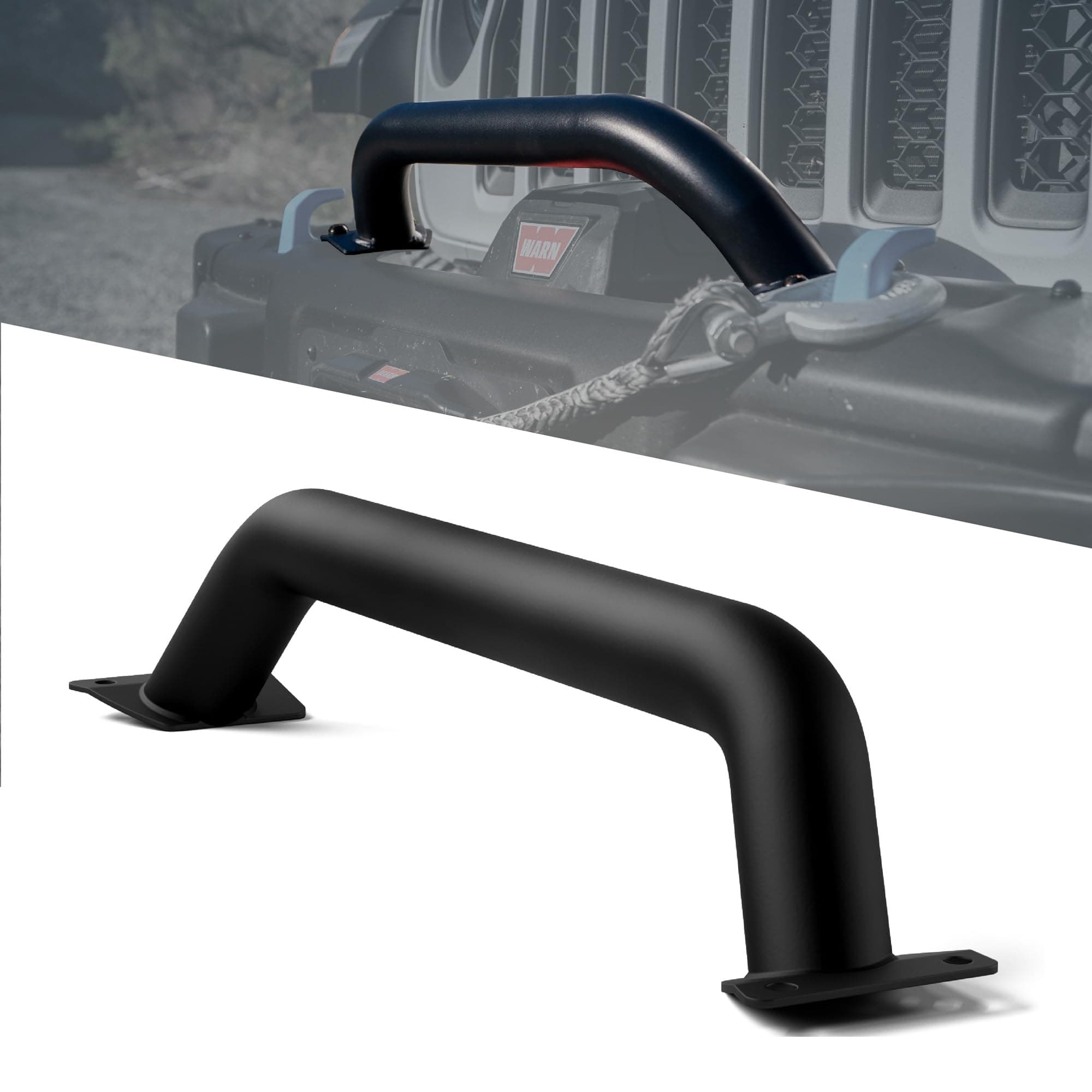 Black Front Brush Guard, 3.12 inch Height to Clear Winch, Compatible with 2018+ Jeep Wrangler JL, 2019+ Gladiator JT - Steel Bar Grille Guard for Steel Rubicon Bumper