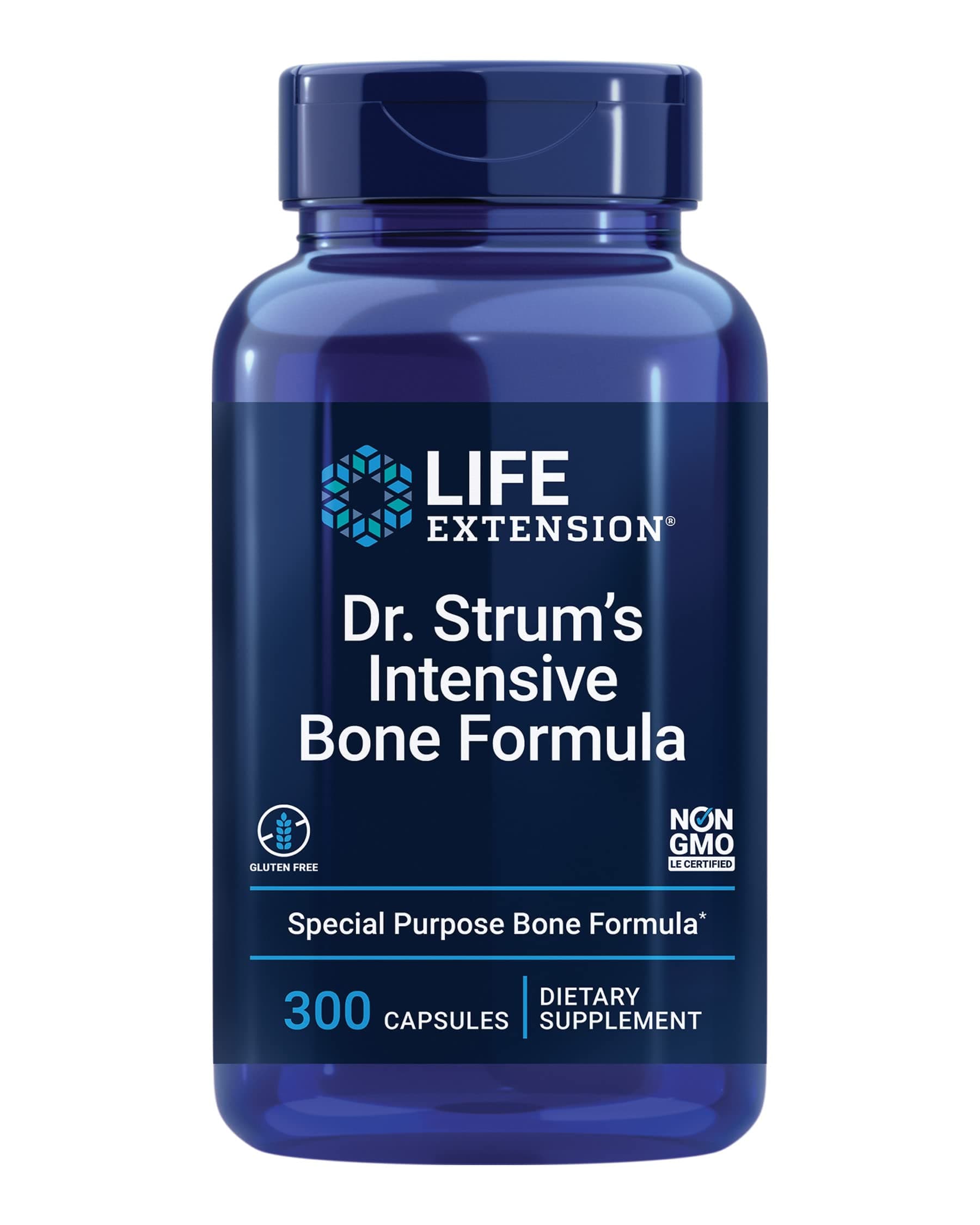 Dr. Strum's Intensive Bone Formula, Cissus quadrangularis, Calcium, Vitamin D3, K2, Magnesium, zinc, Potassium, Boron, Bone Health Support Formula, Gluten Free, Non-GMO, 300 Capsules
