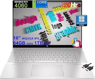 HP Envy 16 Designer Laptop | 16" WQXGA IPS 120Hz Touch 400nits 100% sRGB | Intel 14-core i7-13700H | 64GB DDR5 1TB SSD | GeForce RTX 4060 8GB Graphic | Backlit Thunderbolt Win11Pro w/DLCA Accessory