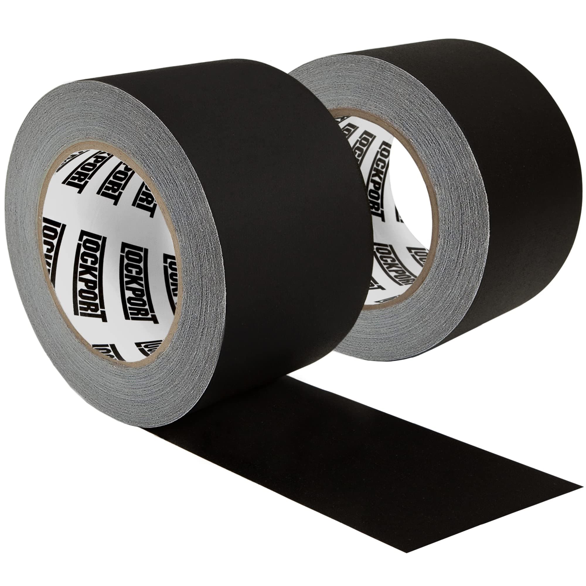 Lockport 3 Inch Black Gaffers Tape - 2 Pack - 30 Yards per Roll Wide Gaff - Bulk Set Gaffer Roll Refills Case. Multi Pack Matte Cloth Fabric for Stage Sets, Photography, Filming, Production Equipment
