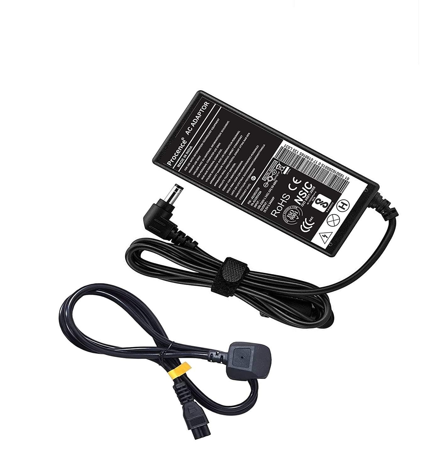 Procence Laptop Charger Adapter for Lenovo Laptop PA-1650-52LC,PA-1650-56LC,SADP-65KB B,V360,V370 65W Compatible 19V 3.42A 65W Pin Size 5.5mm x 2.5mm with Power Cord,Black