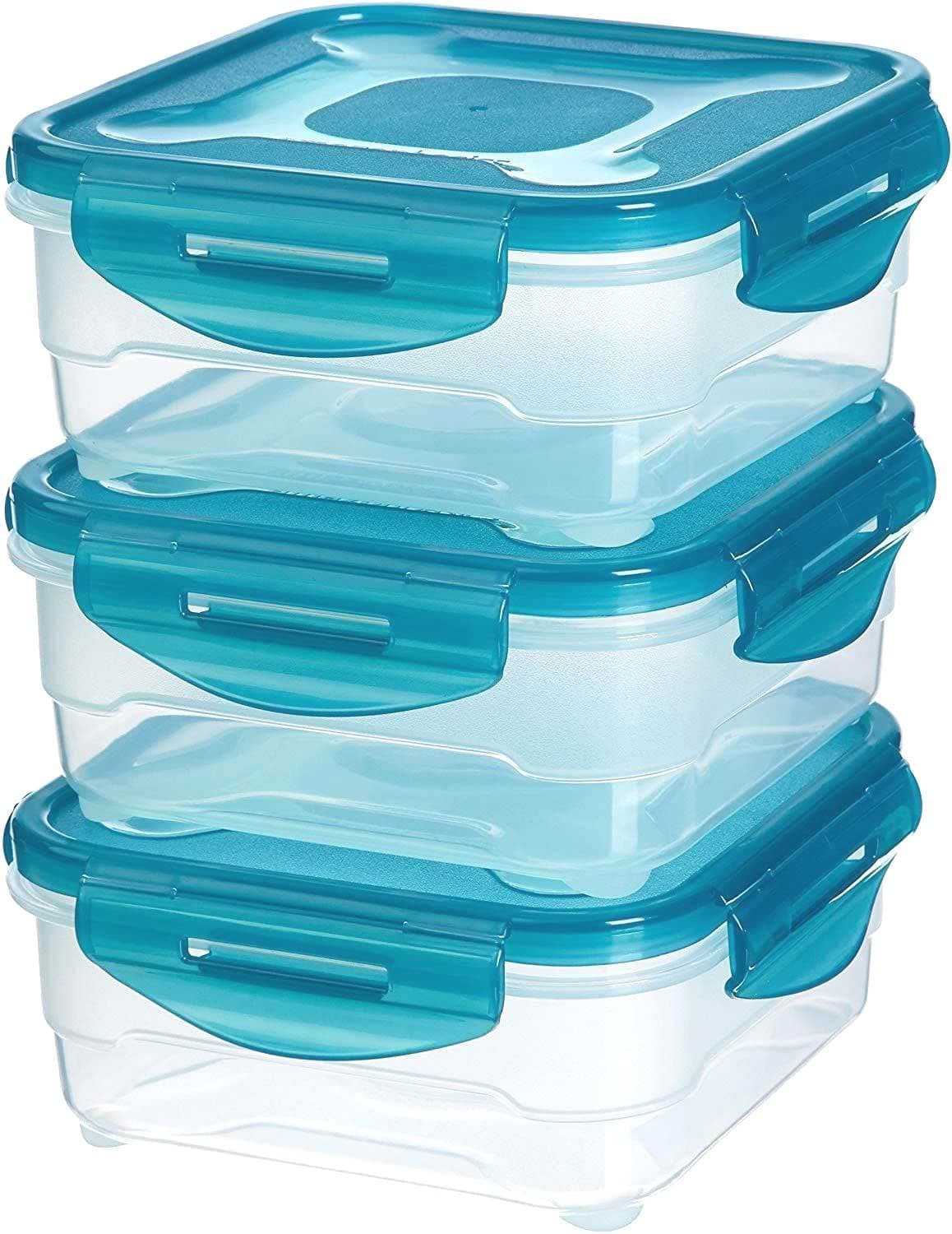 - Angelware Plastic Air Tight Modular Fridge Storage Containers for Snacks Food Storage Boxes, Microwave Safe, Freezer Safe, BPA Free (3 pieces, 800ml)