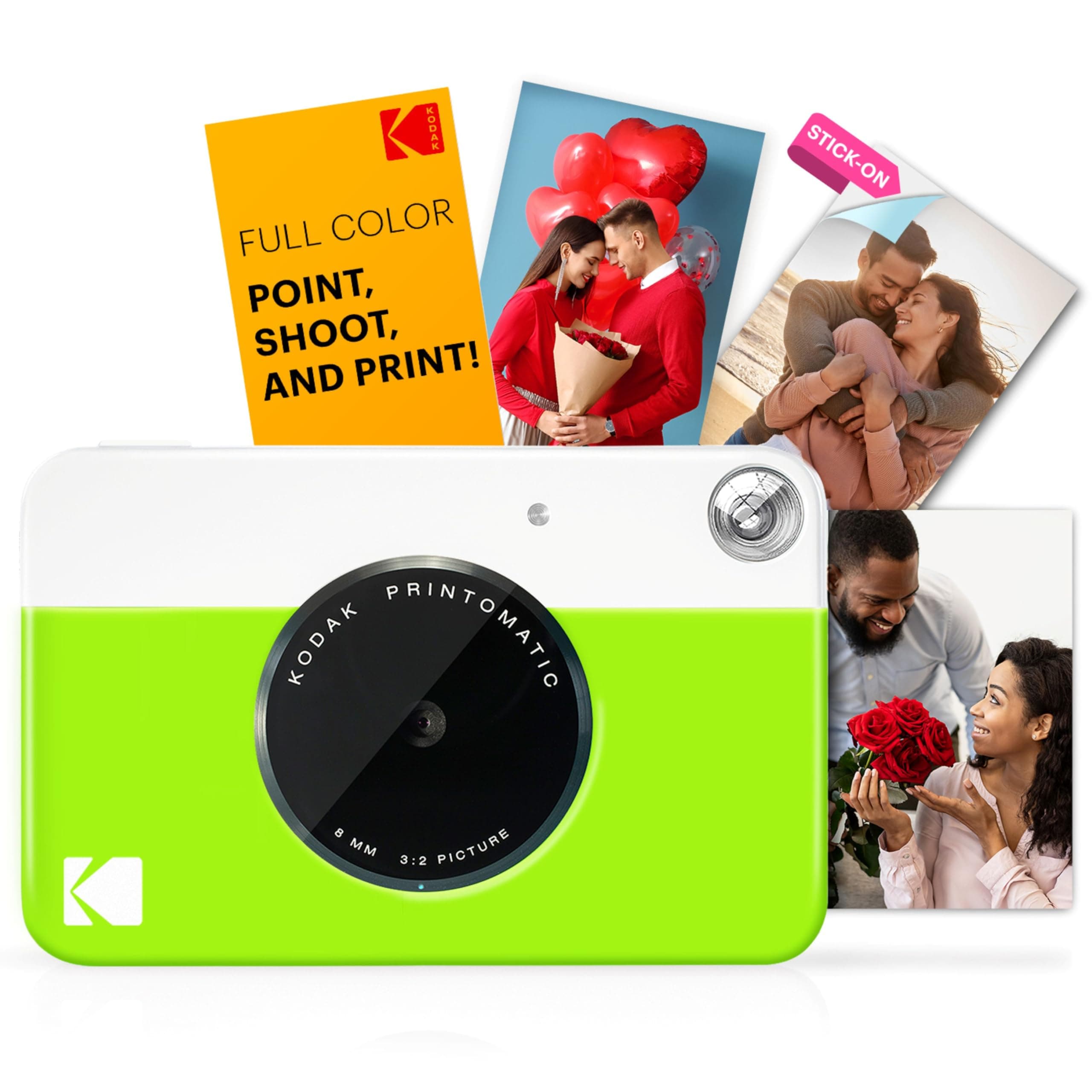 Printomatic Digital Instant Print Camera (Neon Green), Full Color Prints On Zink 2x3 Sticky-Backed Photo Paper - Print Memories Instantly