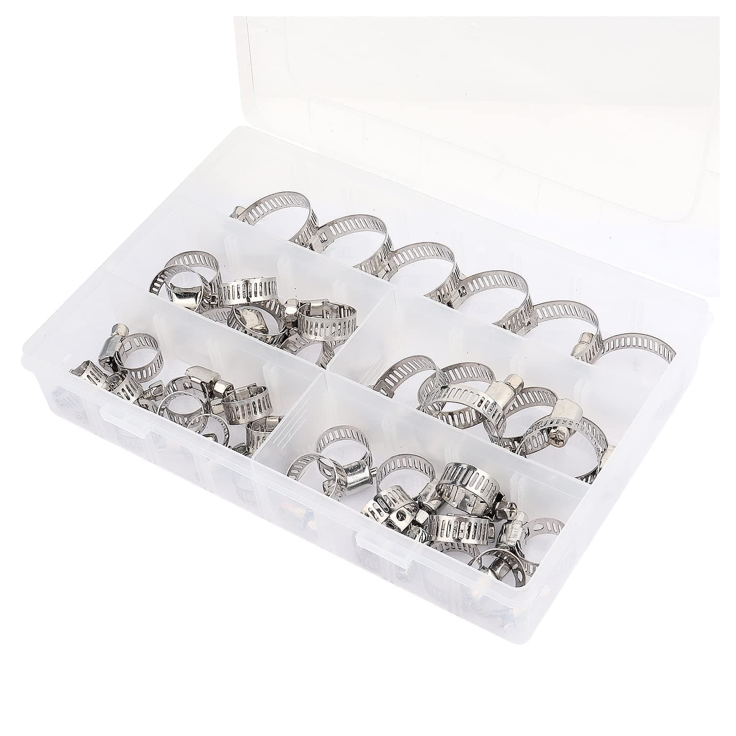 40PCS Adjustable Hose Clamps Kit,1/4 to 1/8Inch (6-29mm) Worm Gear Hose Clamps Automotive Hose Clamps for Fastener Clips,Fuel Line,Water Pipe,Air Tubing,Heater Hose (40 Pcs Kit)