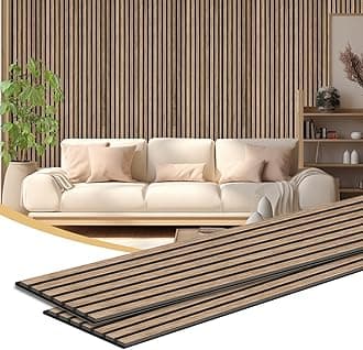 Wood Slat Panels for Wall 2-Piece 92.5"×11" Acoustic Panels for Interior Wall Decor 3D Fluted Sound Absorbing Panel - Natural Walnut