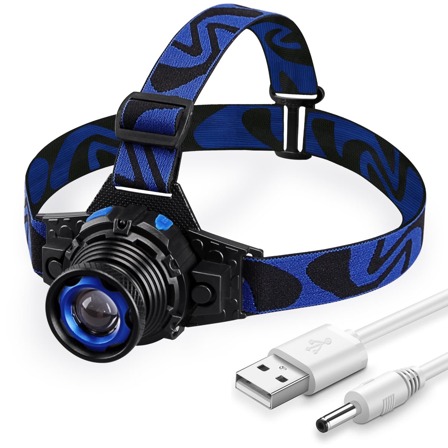 Rechargeable Led Headlamps, Zoomable, 160LM (Dark blue)
