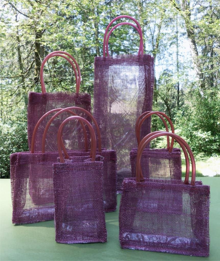 Sinamay Bag/Tote with PVC linning and gel handles POMEGRANATE - (Pack of 10)