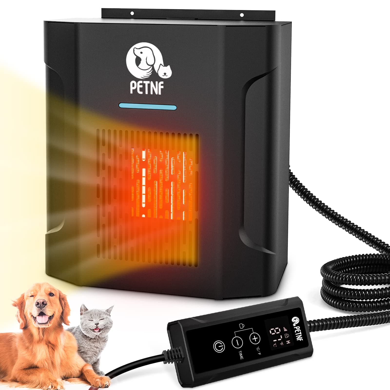 Dog House Heater, Pet House Heater with Thermostat, 300W Safe Heater for Dog Houses Outdoor with Adjustable Temperature & Timer & 6FT Anti Chew Cord