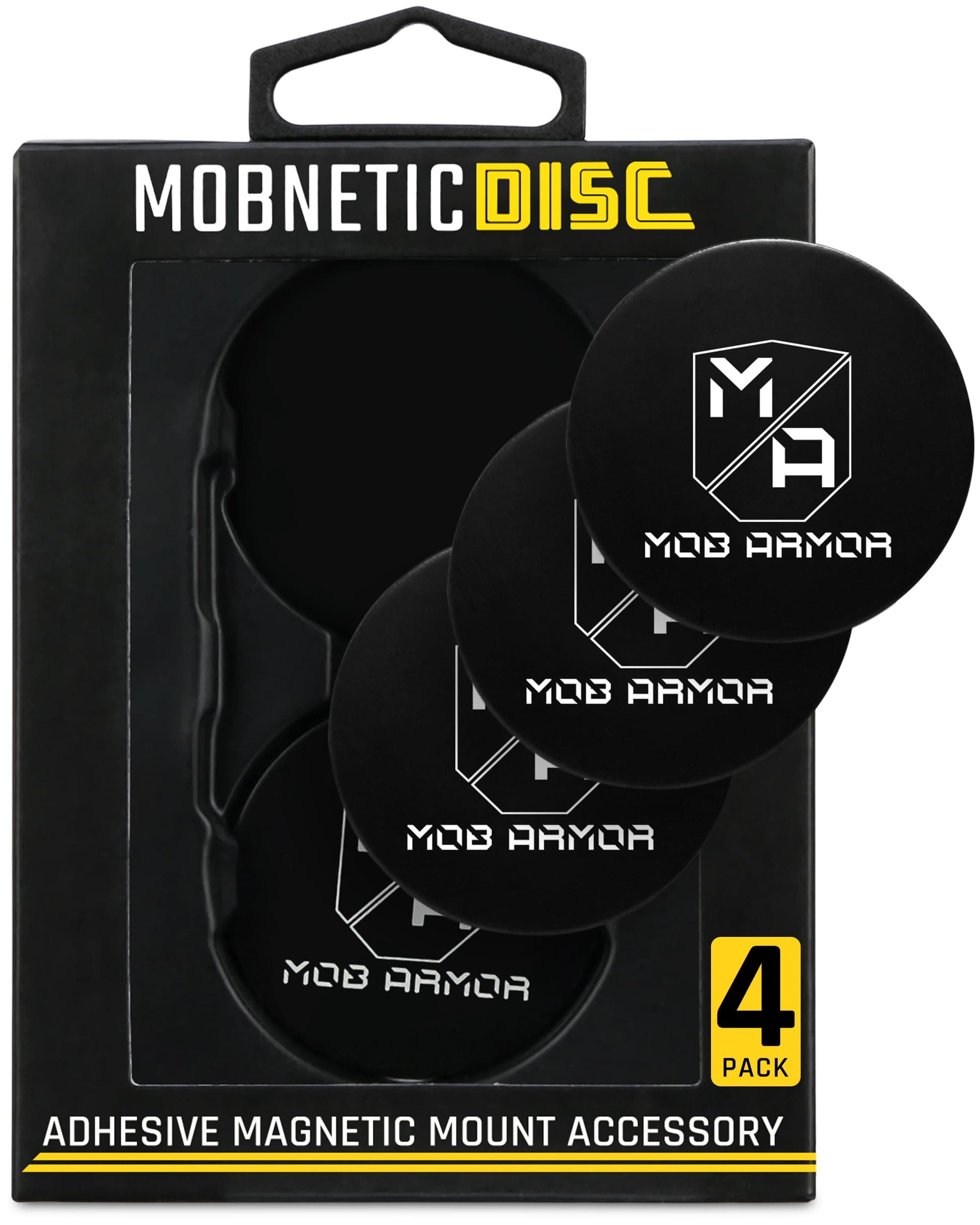 Mob Armor Mounting Disc - Compatible with MobNetic Pro 90 & Mob Magnetic Phone Mounts - Adhesive Steel Disc for Magnetic Car Phone Mount Vehicle Accessories - Black 4 Pack