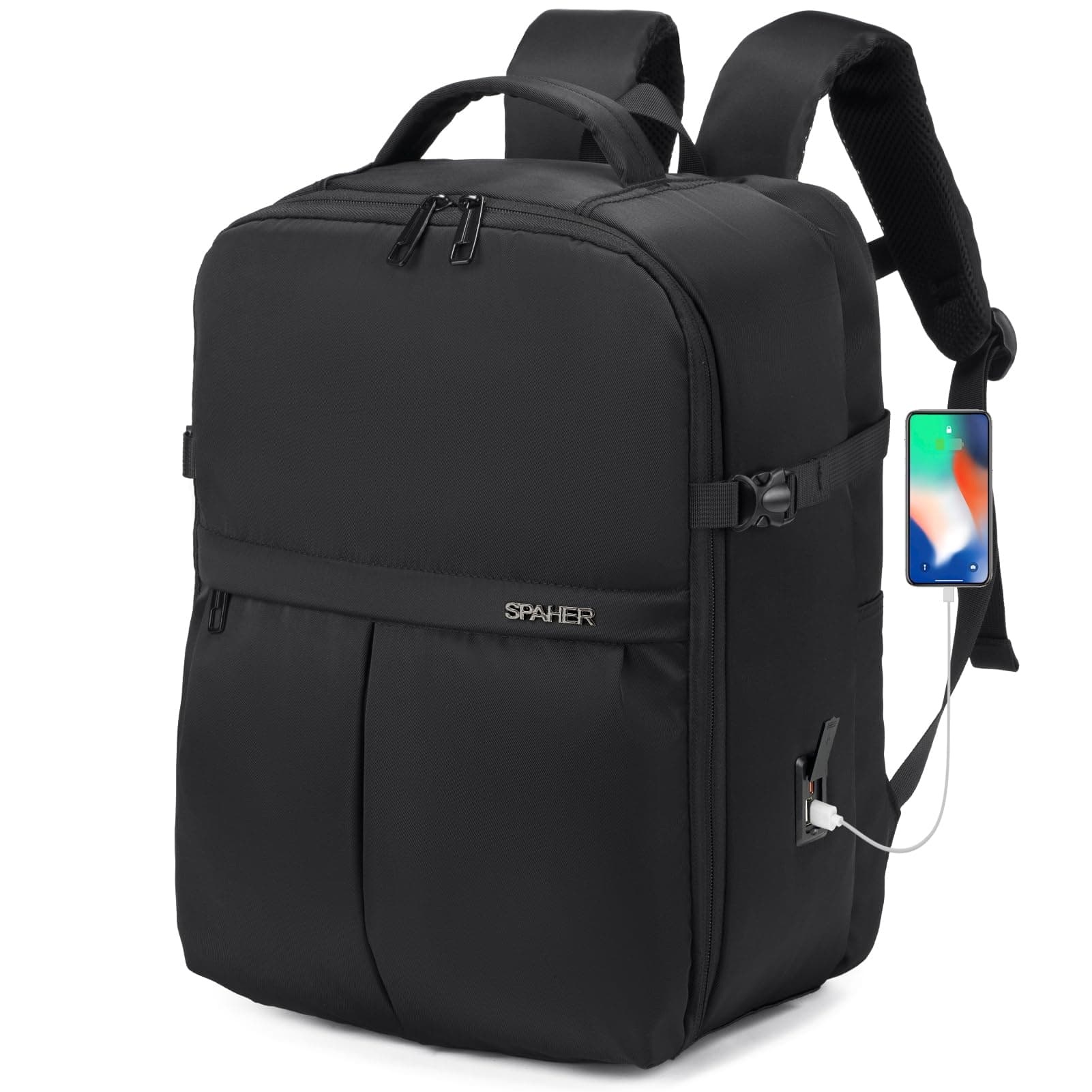 SPAHER Cabin Bag 40x30x20 Wizzair Travel Backpack Underseat Carry on Bag Luggage Laptop Backpack 15.6 Inch with USB Hand Luggage Backpack for Travel Work School