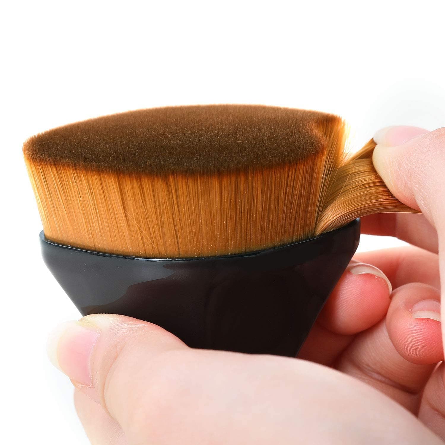 Flawless Foundation Brush Flat Top Liquid Powder for liquid makeup Blending Liquid, Cream or Flawless Powder Cosmetics with Bonus Protective Case (Black)