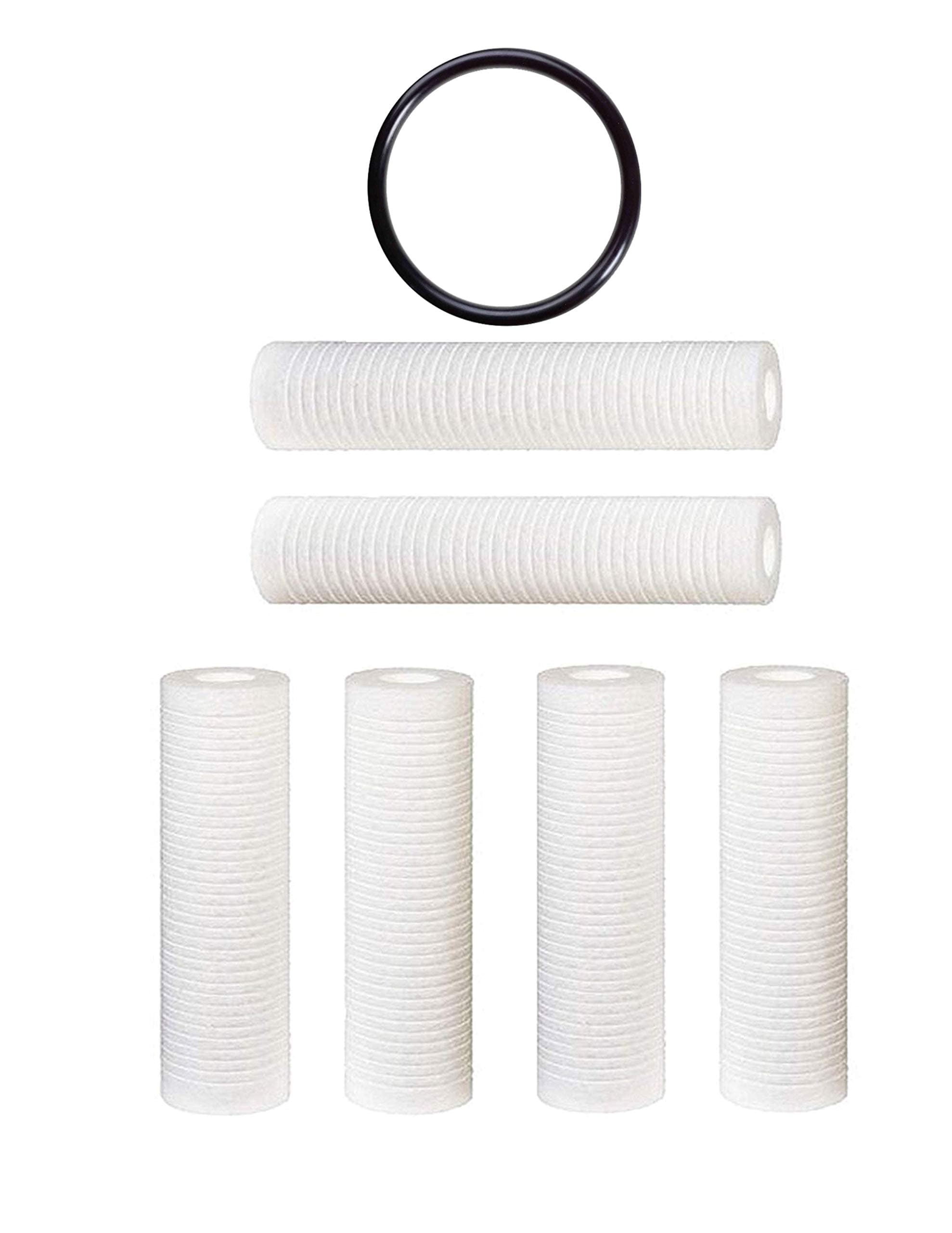 CFSCompatible for WHKF-GD05, 3M Aqua-Pure AP110 Filter, Grooved 5 Micron Water Filter Cartridges Set of 6, O-ring for WHKF-DWHV, WHKF-DWH, WHKF-DUF