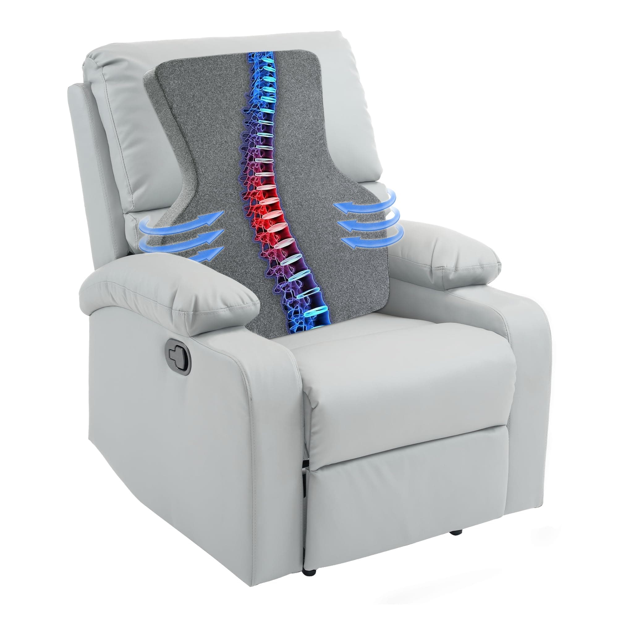 HOMBYS Ergonomic Lumbar Support Pillow for Recliner,Memory Foam Chair Back Support Cushion for Elderly,Extra Large Lumbar Support Pillow,Low Back Pain Relief Cushion,Dark Grey