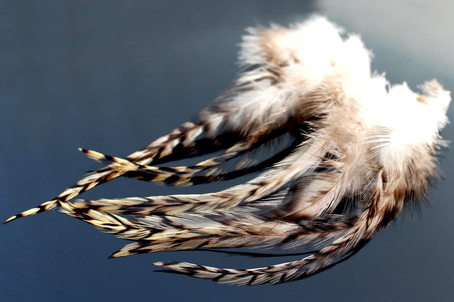 Tigofly 30 pcs Natural White Black Barred Grizzly Rooster Hackles Streamer Fly Tying Hackle Feathers Materials