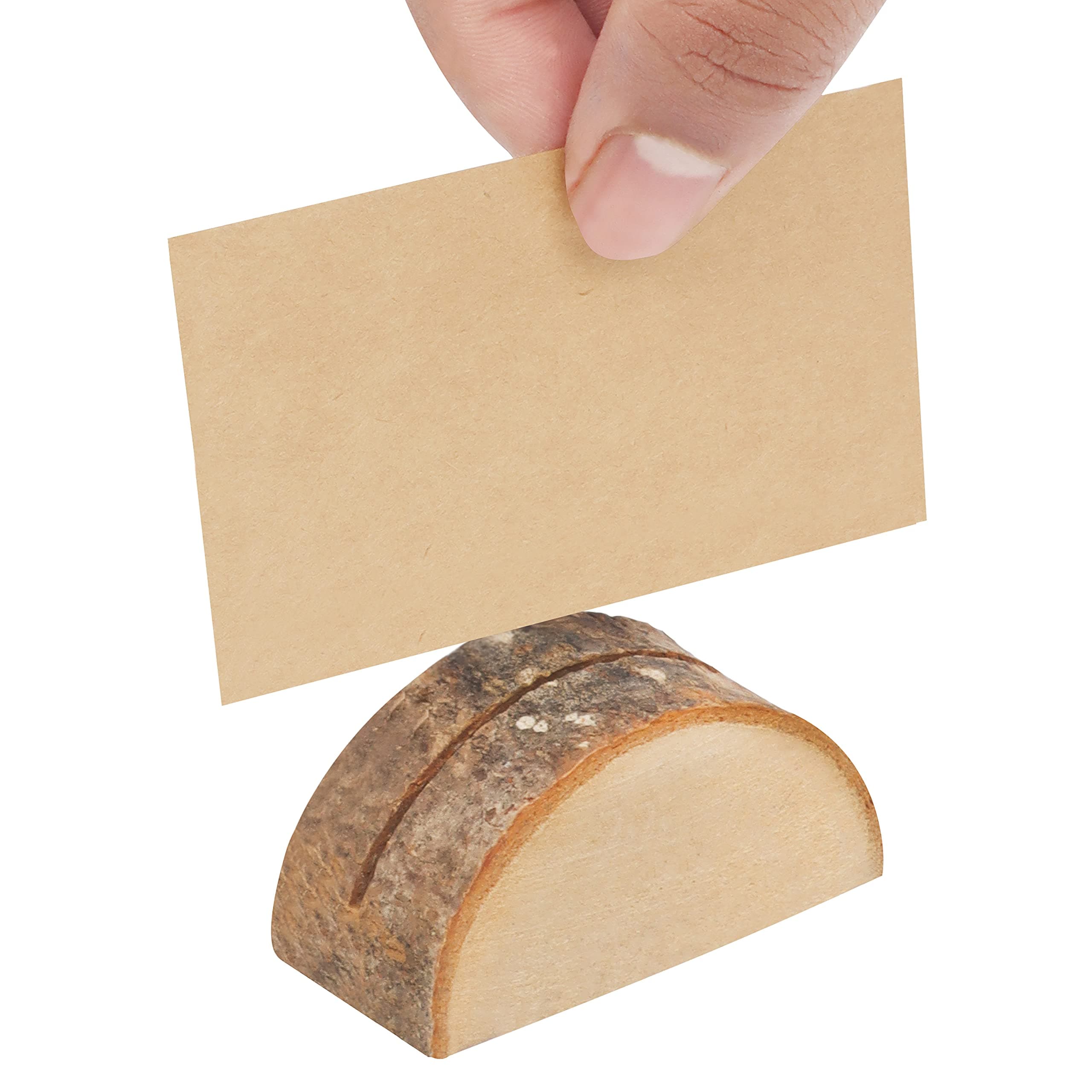 Belle Vous 50 Pack Semi-Circle Place Card Holders (20stands+30blank Cards) Rustic Wooden Stands with Place Cards for Table Number, Name Card, Birthdays/Wedding Table Sign, Party Deco and Memo