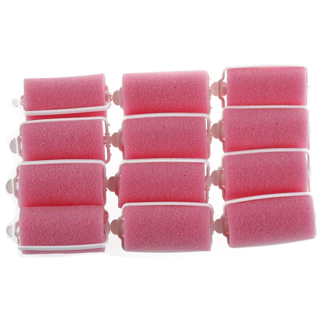 JSPOYOU 12 Pcs Magic Sponge Foam Cushion Hair Styling Rollers Curlers Twist Tools Witty Pink