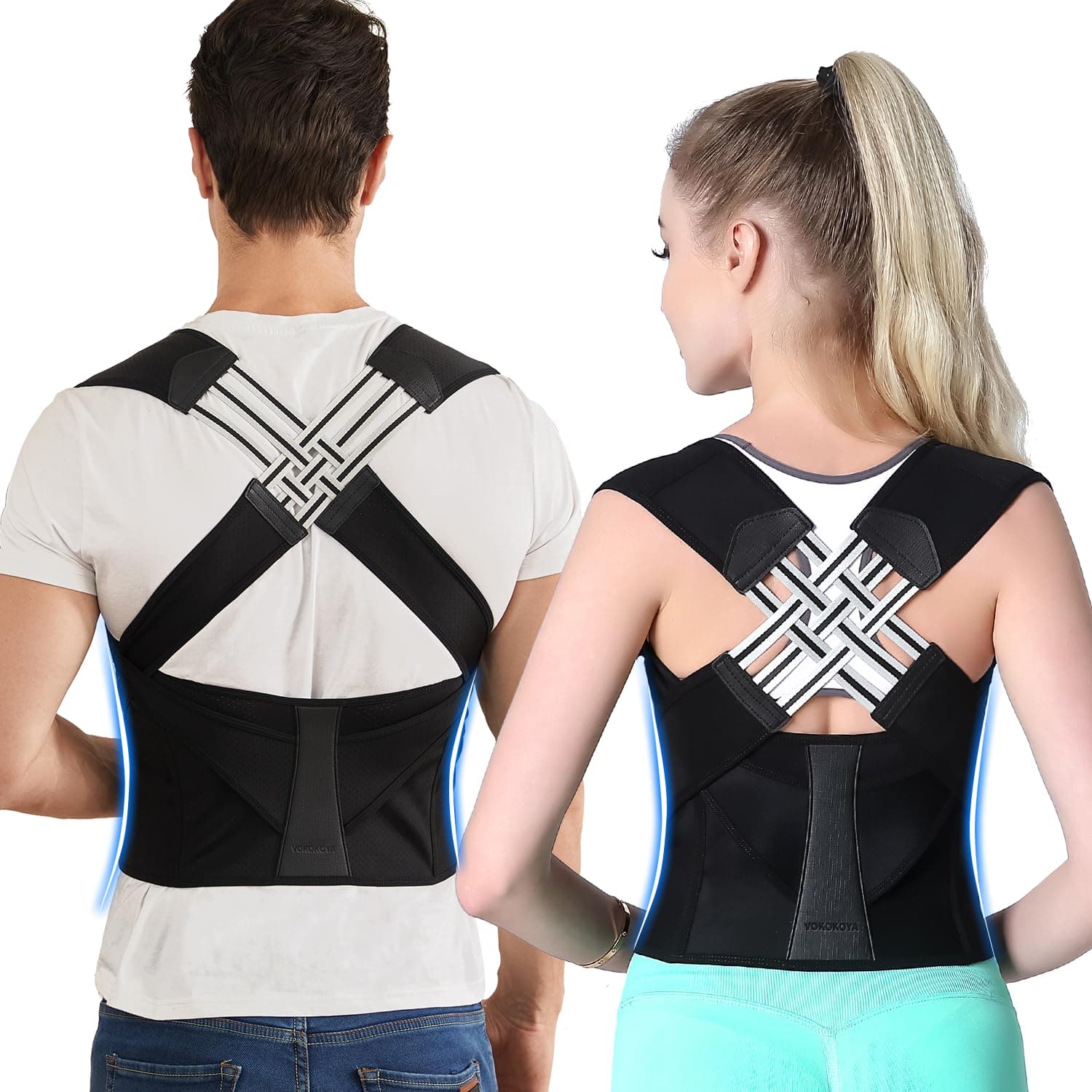 Posture Corrector for Women and Men,Adjustable Shoulder Straightener,Back Support Brace,Upper Spine scoliosis, hunchback Black Medium