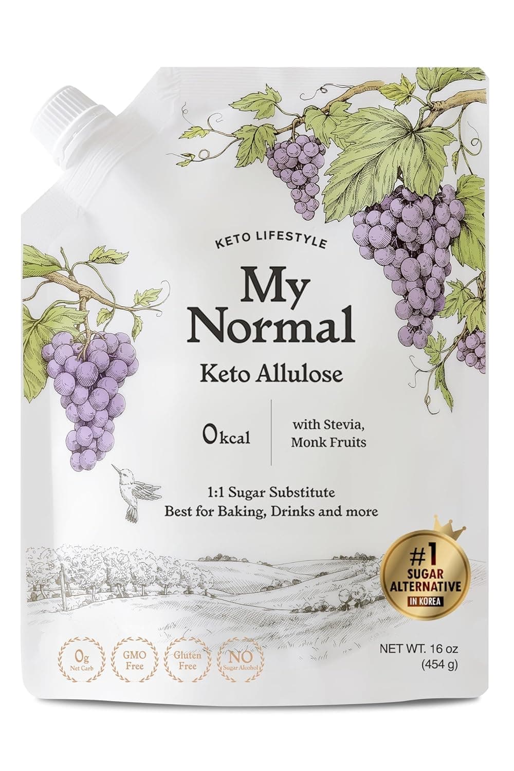 My Normal Keto Powdered Allulose 16oz - Allulose, Monk Fruit & Stevia Blend, 99.8% Allulose, 1:1 Sugar Substitute, Non GMO, Gluten Free, Zero Calorie Sweetener - 0g Net Carb, No Sugar
