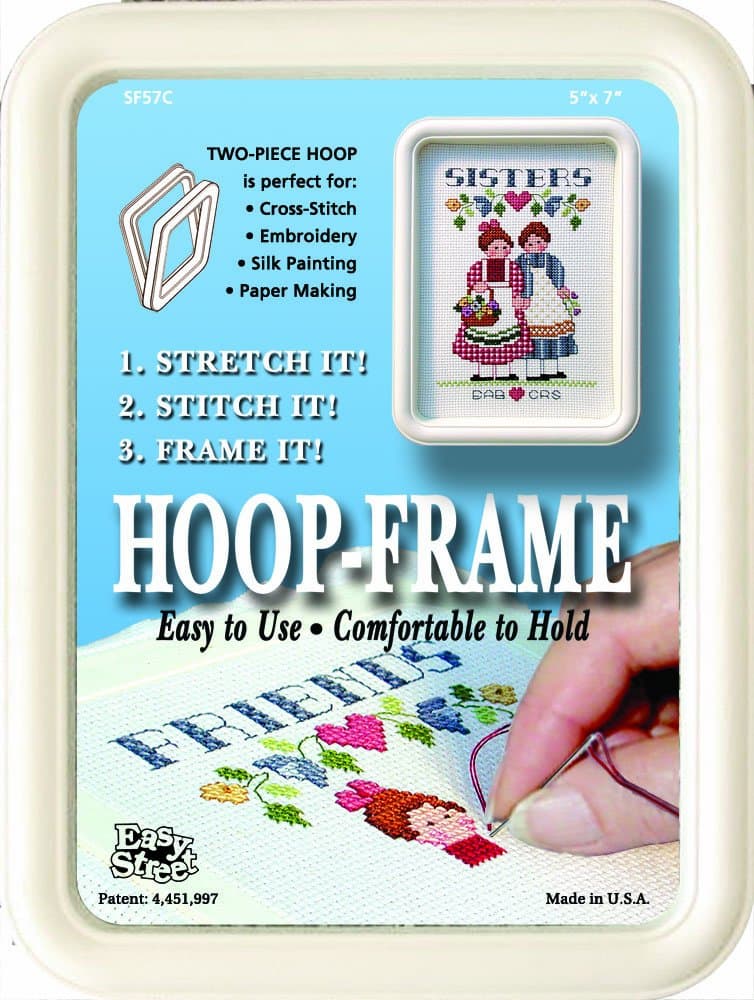 Easy Street Crafts SF557C Square Hoop-Frame, 2 Parts, 5 by 7-Inch, Cream