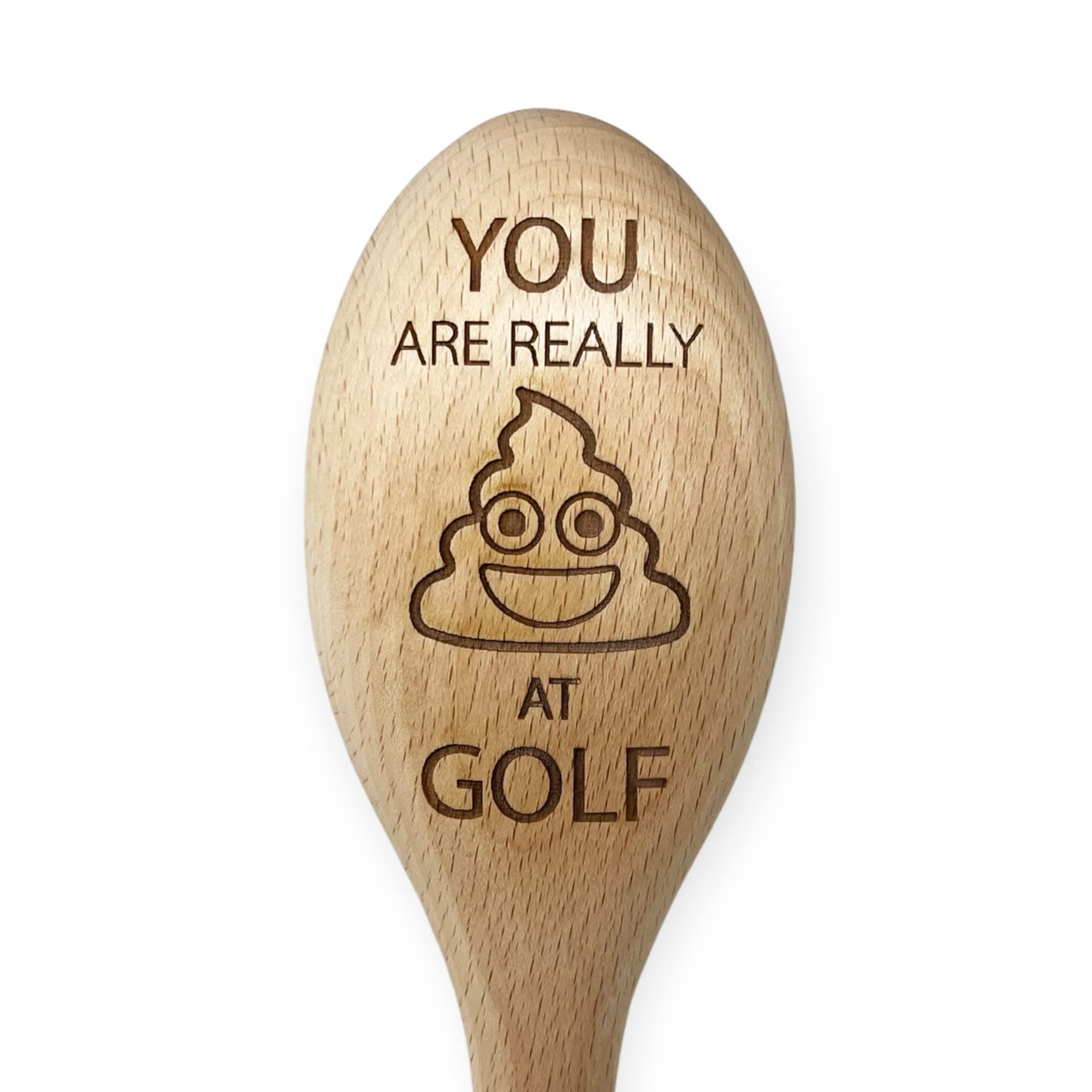 Novelty Golf Loser Trophy: Booby Prize Wooden Spoon with 'You are Really 's**t' at Golf' Engraving - Perfect Funny Gag Gift for Golf Competitions and Tournaments (S**t at Golf)