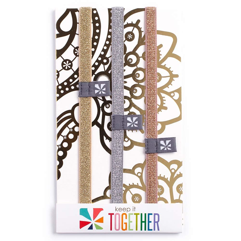 Erin Condren Designer Accessories - Metallic Elastic Band Trio - 3 Pack - Each Band Measures 7.25" x .5", Great Way to Glam Up Your Planner or Notebook