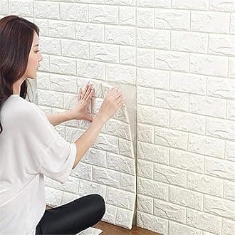 JOLOV 10Pcs 3D Wall Panels Peel and Stick - PE Foam DIY Self Adhesive, Waterproof, Perfect for Interior Wall Decor in Bedroom & Living Room - 3D Panels for Interior Wall Decor (White, 30pcs 13×15’’)