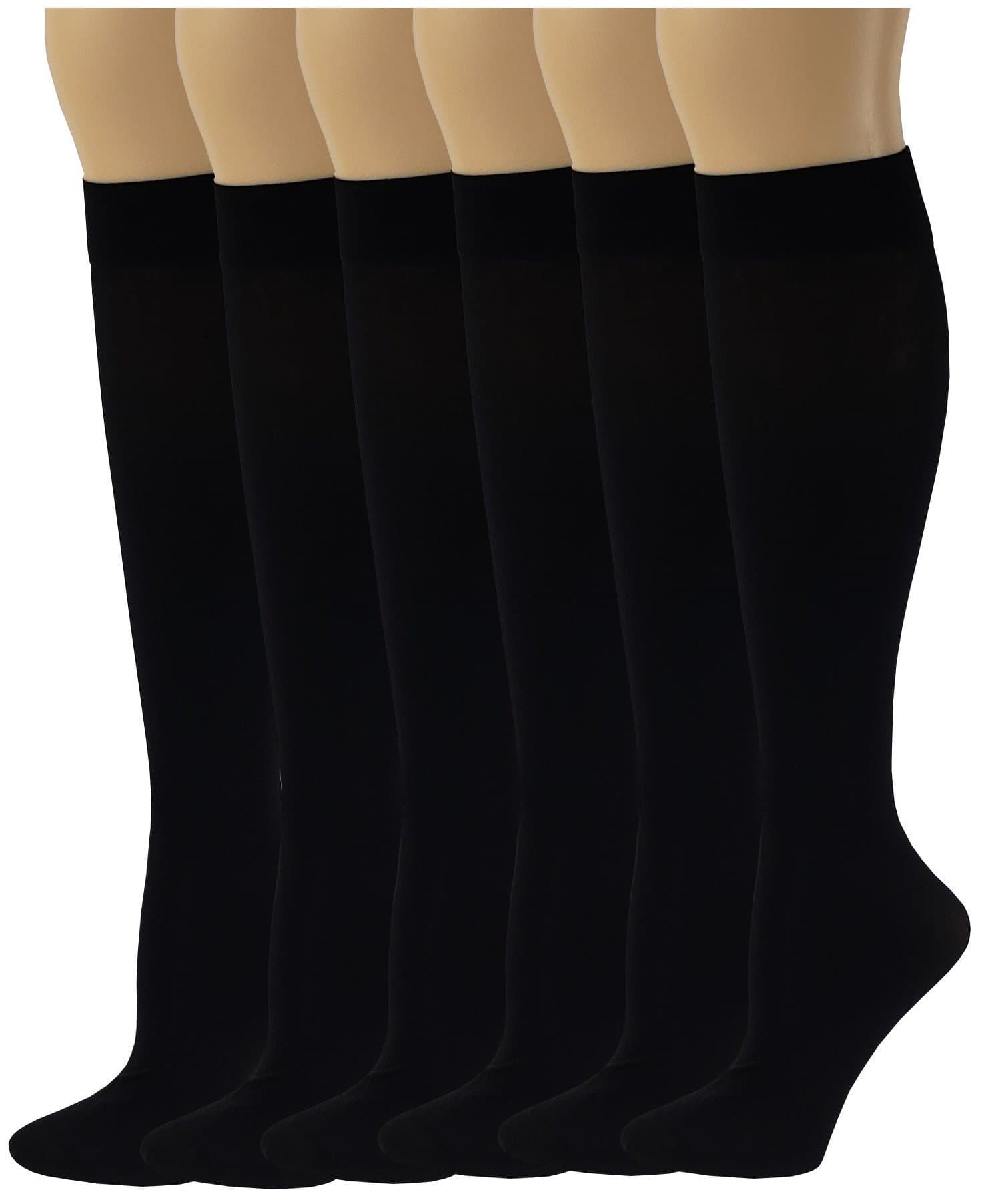 SUMONA 6 Pairs Women Opaque Stretchy Spandex Knee High Trouser Socks