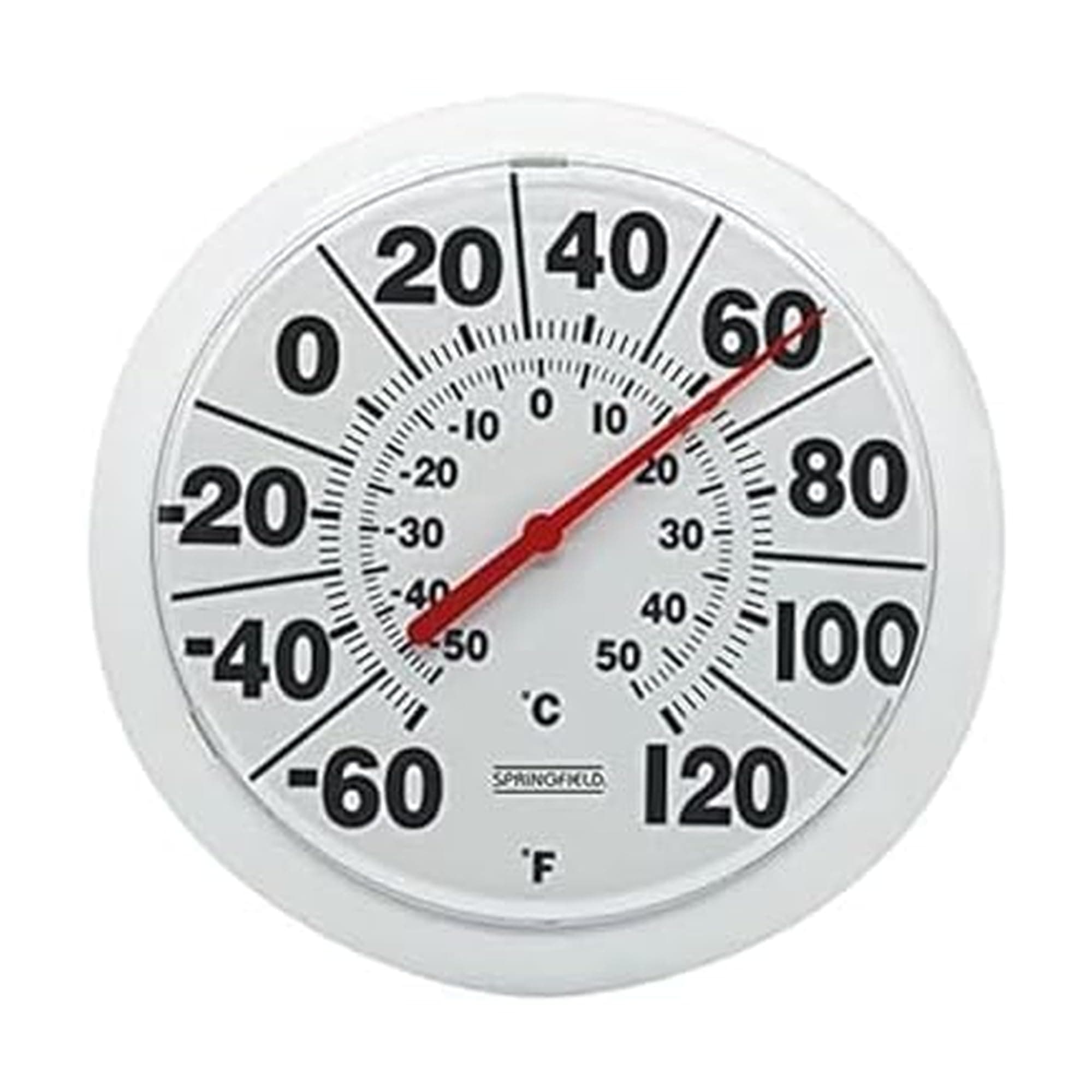 Indoor Outdoor Big Bold Thermometer, 8.5 Inch, White