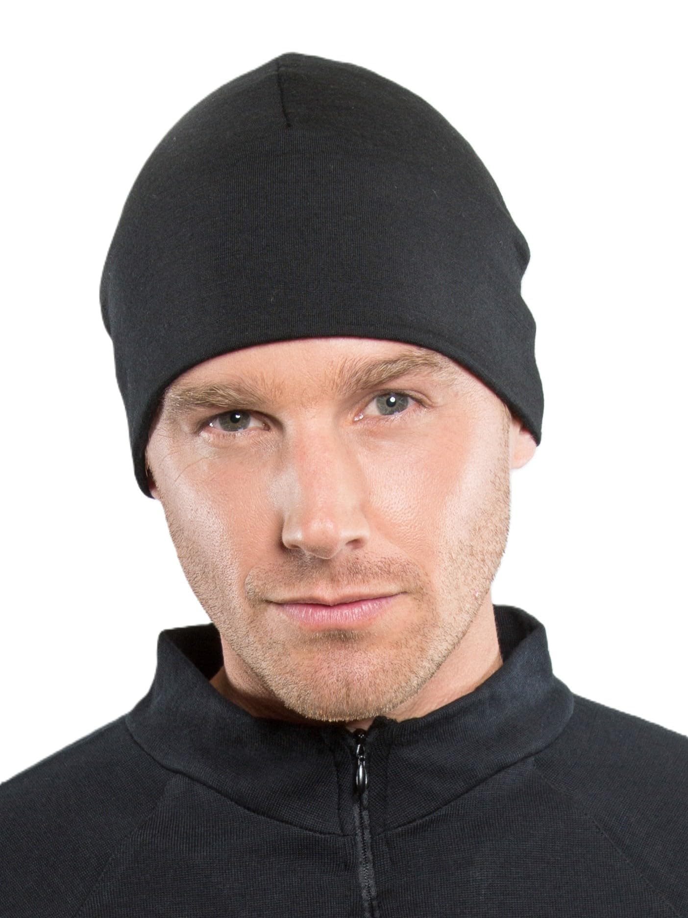 100% Merino Wool Beanie Hat, New Zealand Made - Ultra Warm, Lightweight Breathable Double Layer Unisex Headwear for Men & Women in Black