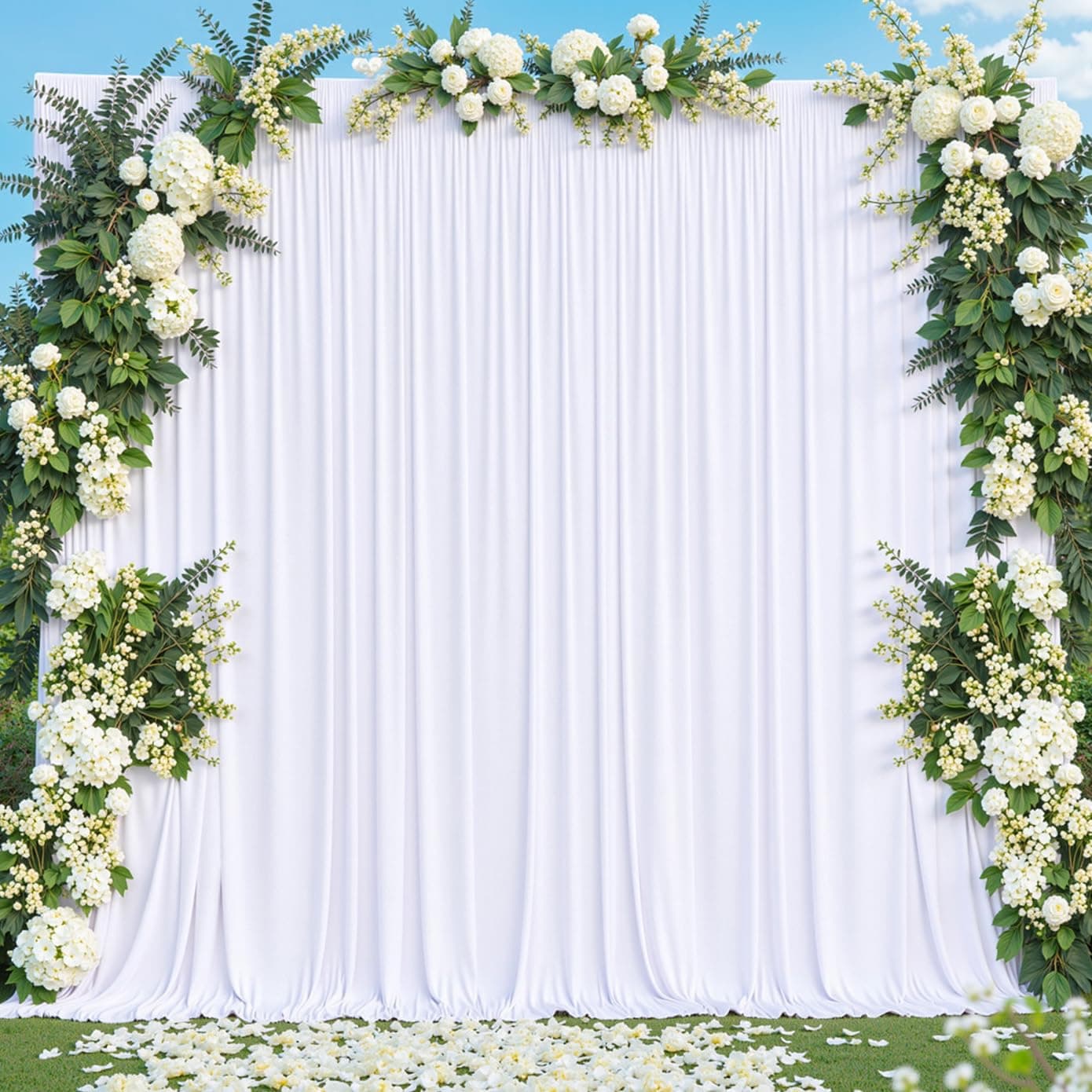 10x10 White Backdrop Curtain for Parties Wedding Wrinkle Free White Photo Curtains Backdrop Drapes Fabric Decoration for Baby Shower 5ft x 10ft,2 Panels