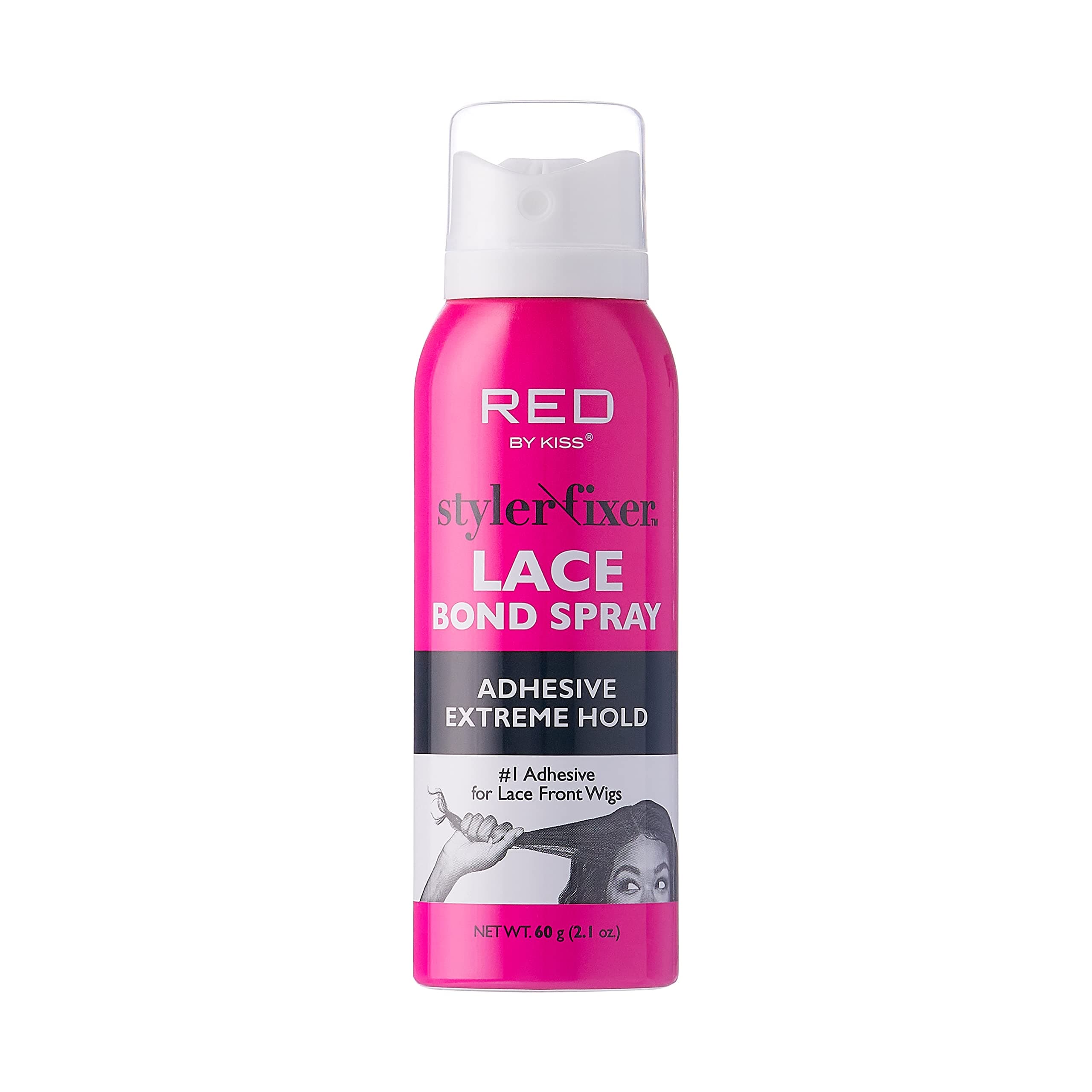 Red by Kiss Hair Glue Spray for Lace Front Wigs, 2oz, Extreme Hold, Water-Resistant, Sweat-Proof, Delicate Removal