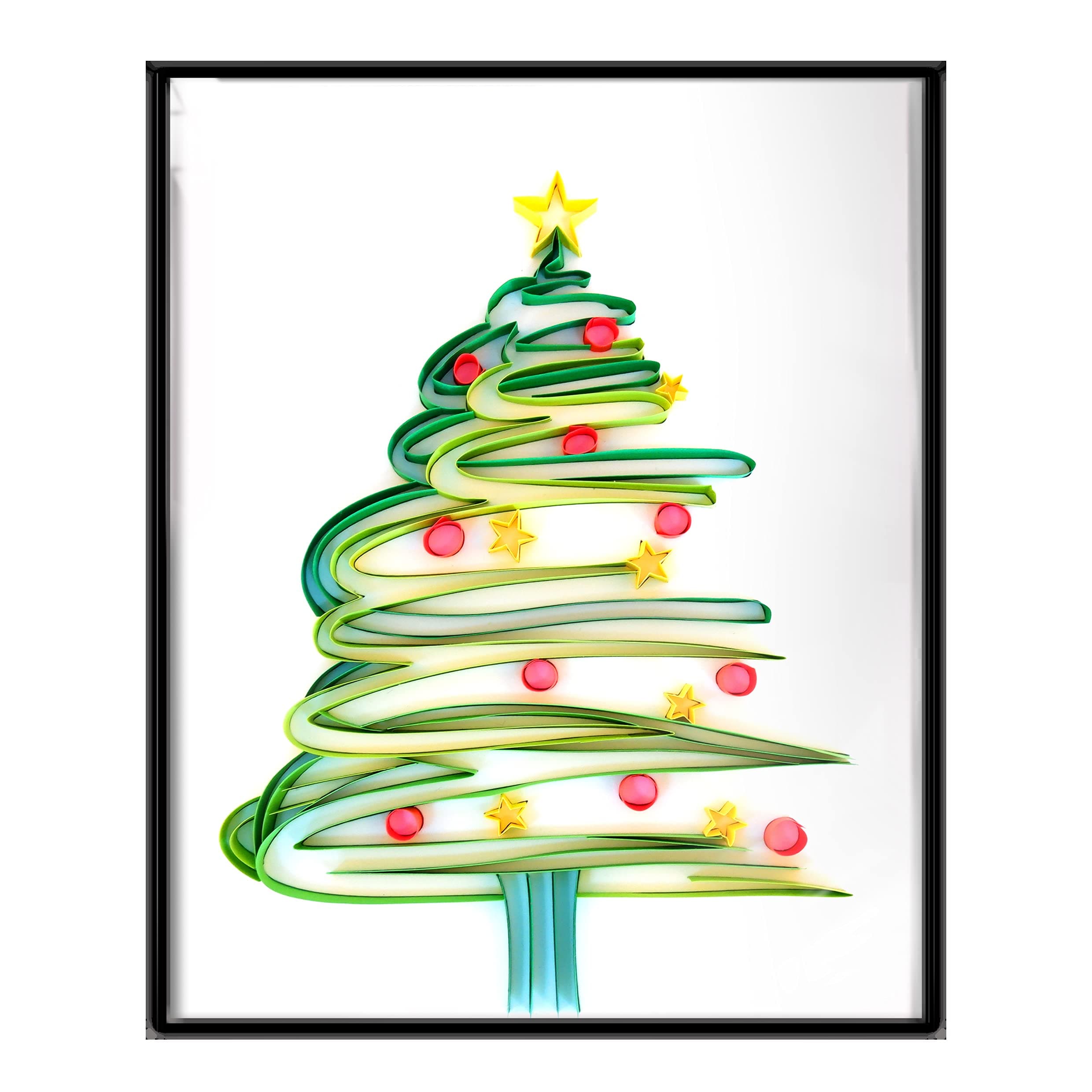 Uniquilling Paper Filigree Painting,Panit by Numbers for Adults-Bird of Paradise Flower,Handmade DIY Craft Wall Decoration Best Gifts(Painting kit+Tools kit) (PRO-Christmas Tree)