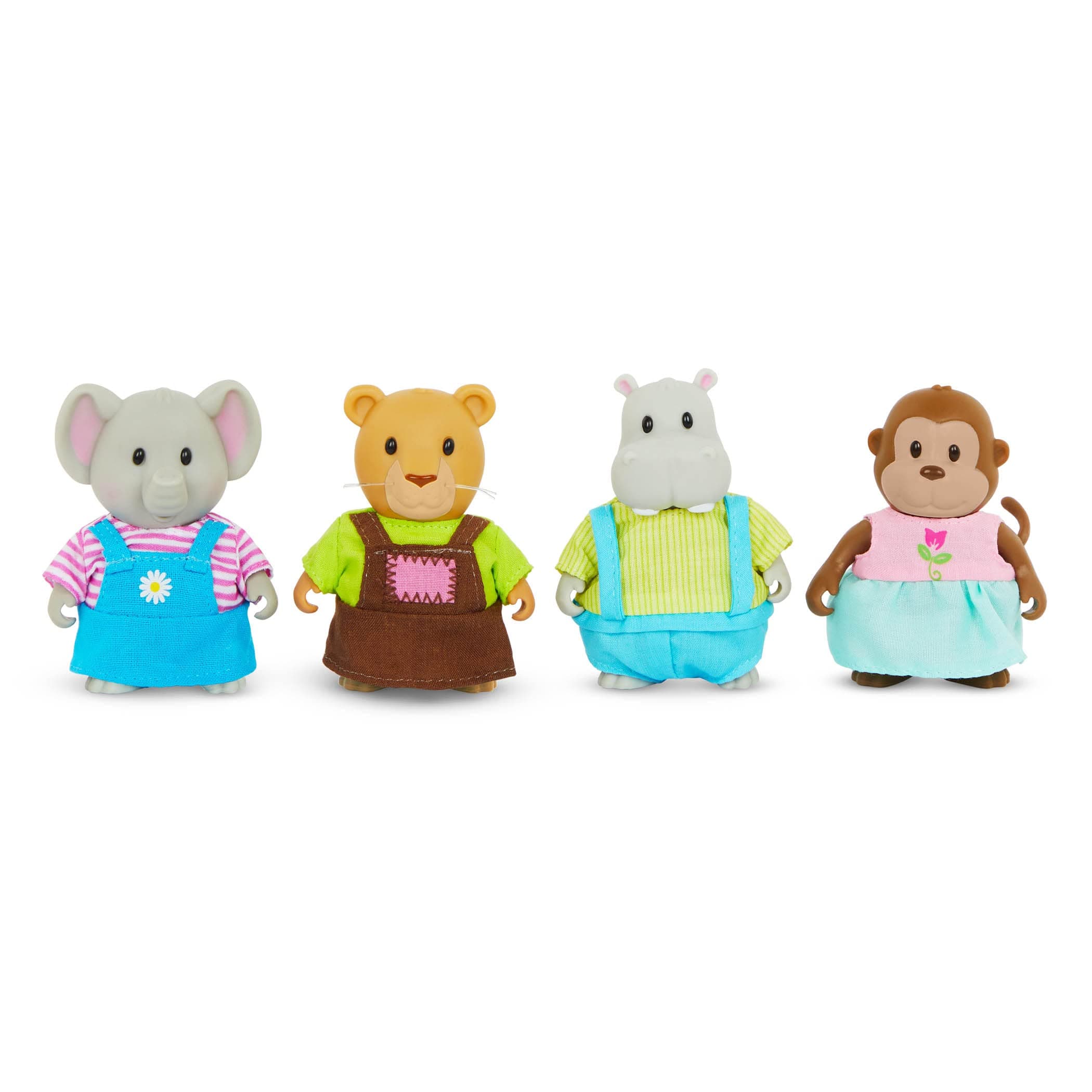 Friendz Club Jungle Set with Elephant, Monkey, Lion & Hippo – 4 Collectible Posable Doll Figures for Imaginative Pretend Play – Fun Gift for 3+ Years